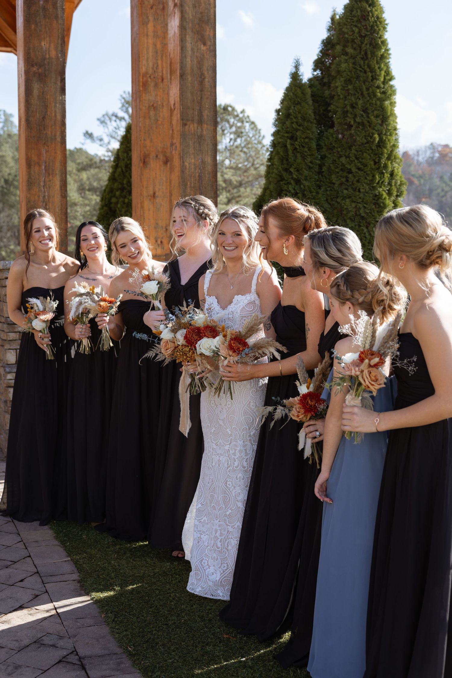 Romantic bridesmaids portraits at a late fall wedding in Rome Georgia