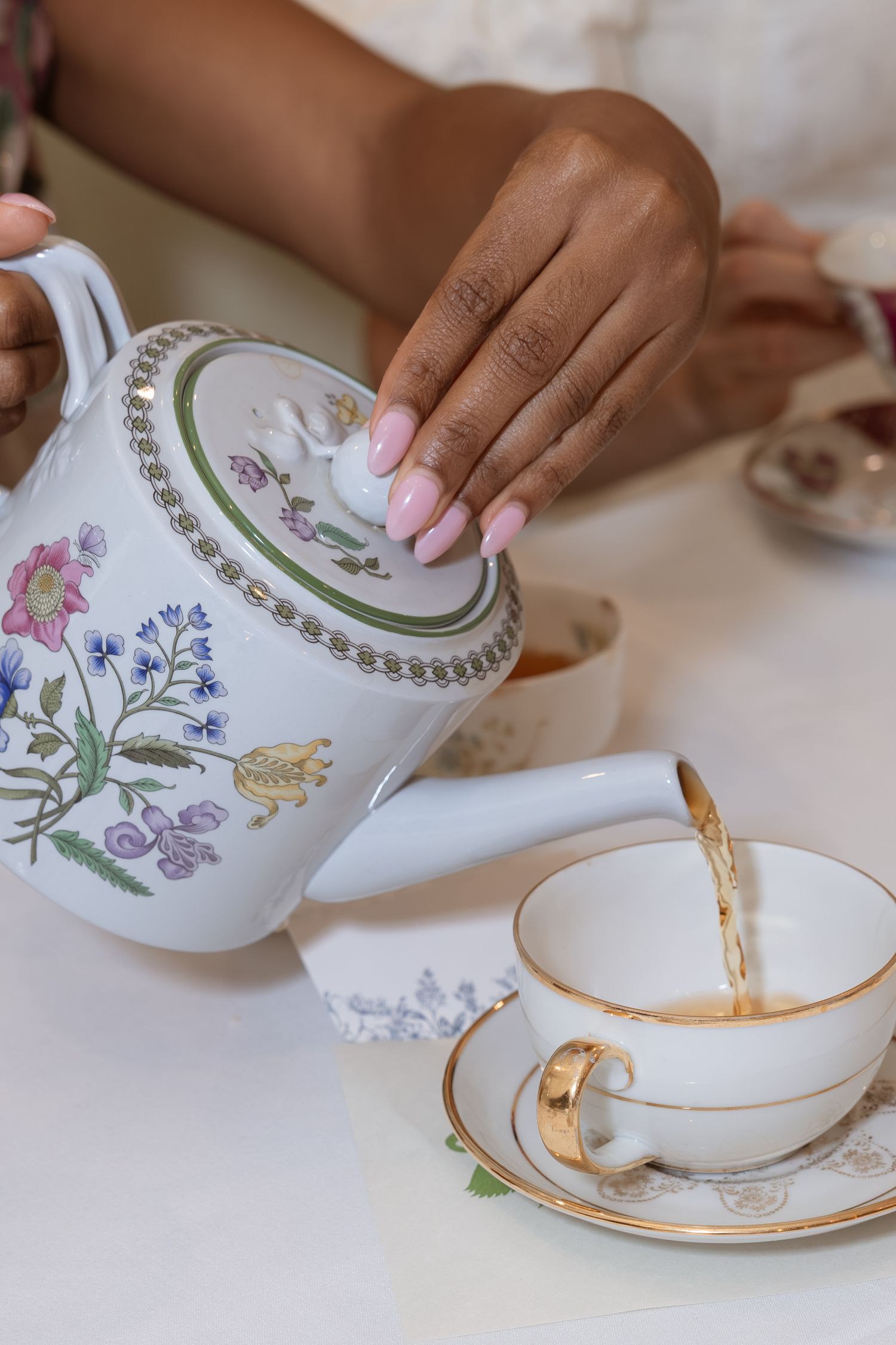 Classic table setting and floral details at Atlanta bridal shower