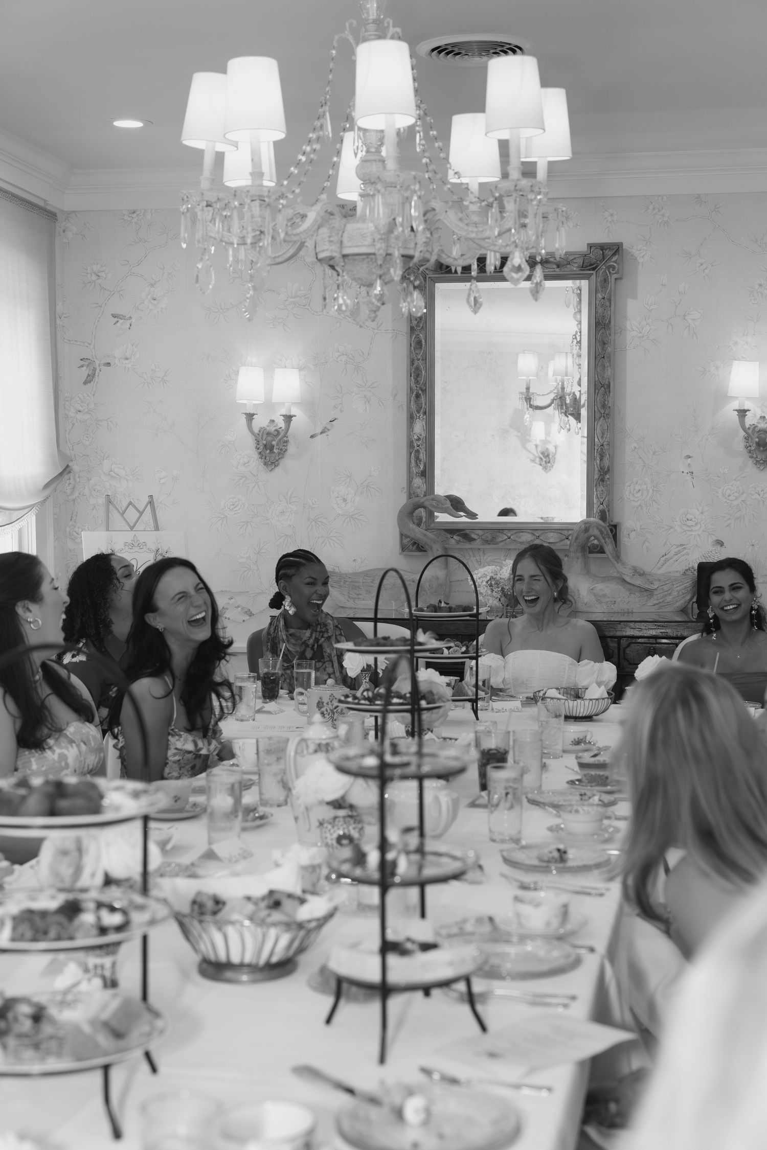 Friends and family mingling at elegant bridal shower in Atlanta