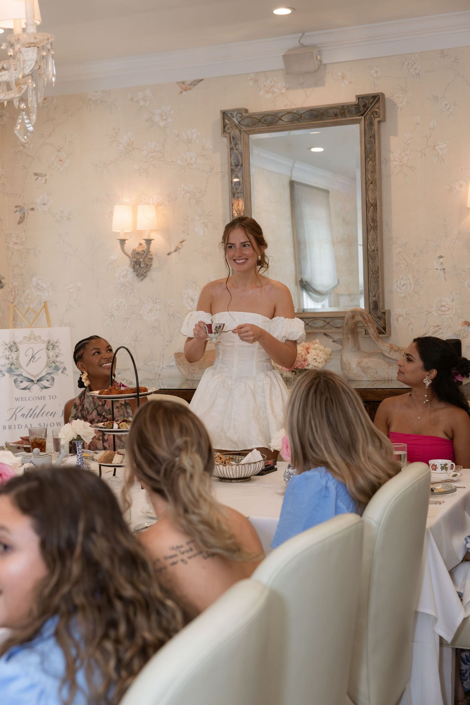 Atlanta event photographer capturing bridal shower at historic Swan Coach House