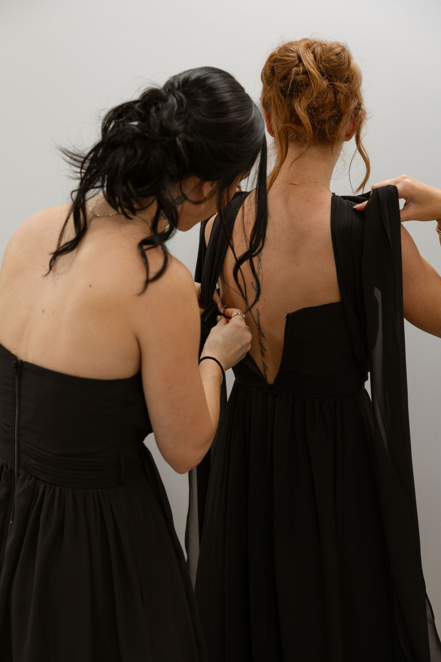 Bridesmaids laughing during documentary-style North Georgia wedding photography