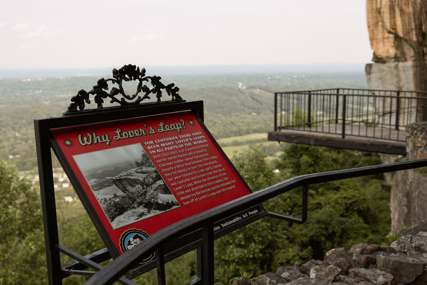 Lookout Mountain Rock City scenic overlook during surprise proposal session
