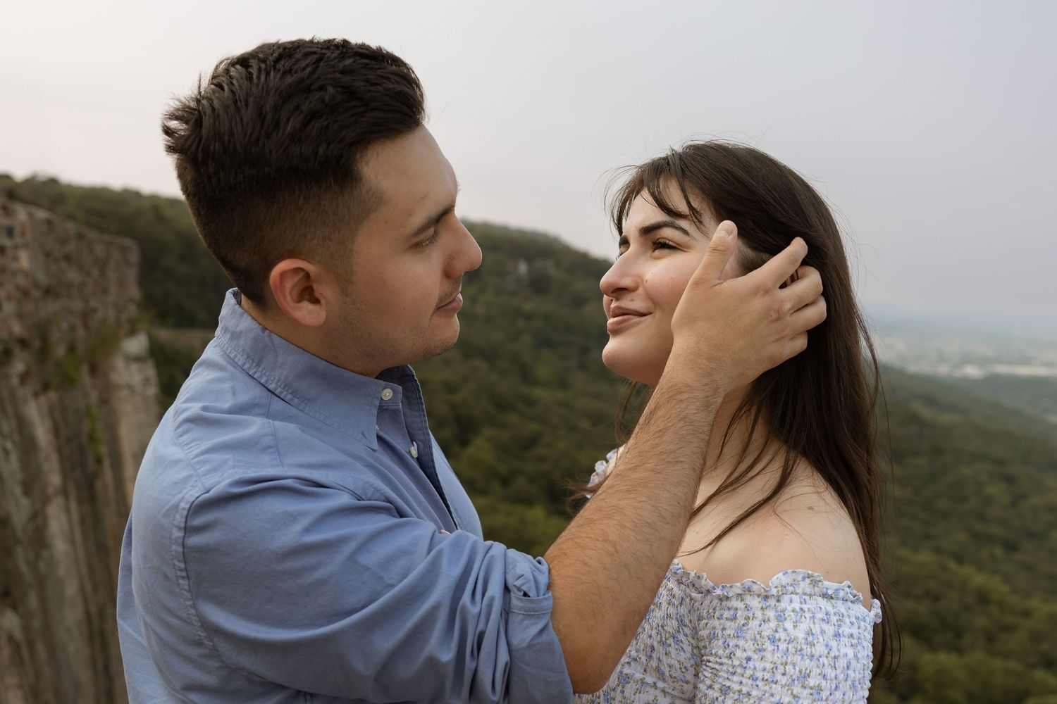 Engagement session with scenic background at Rock City Lover’s Leap GA