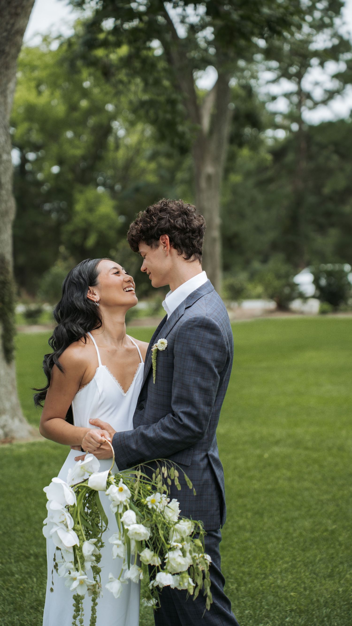 A romantic wedding couple shares intimate moments at Landon Estate in North Carolina.