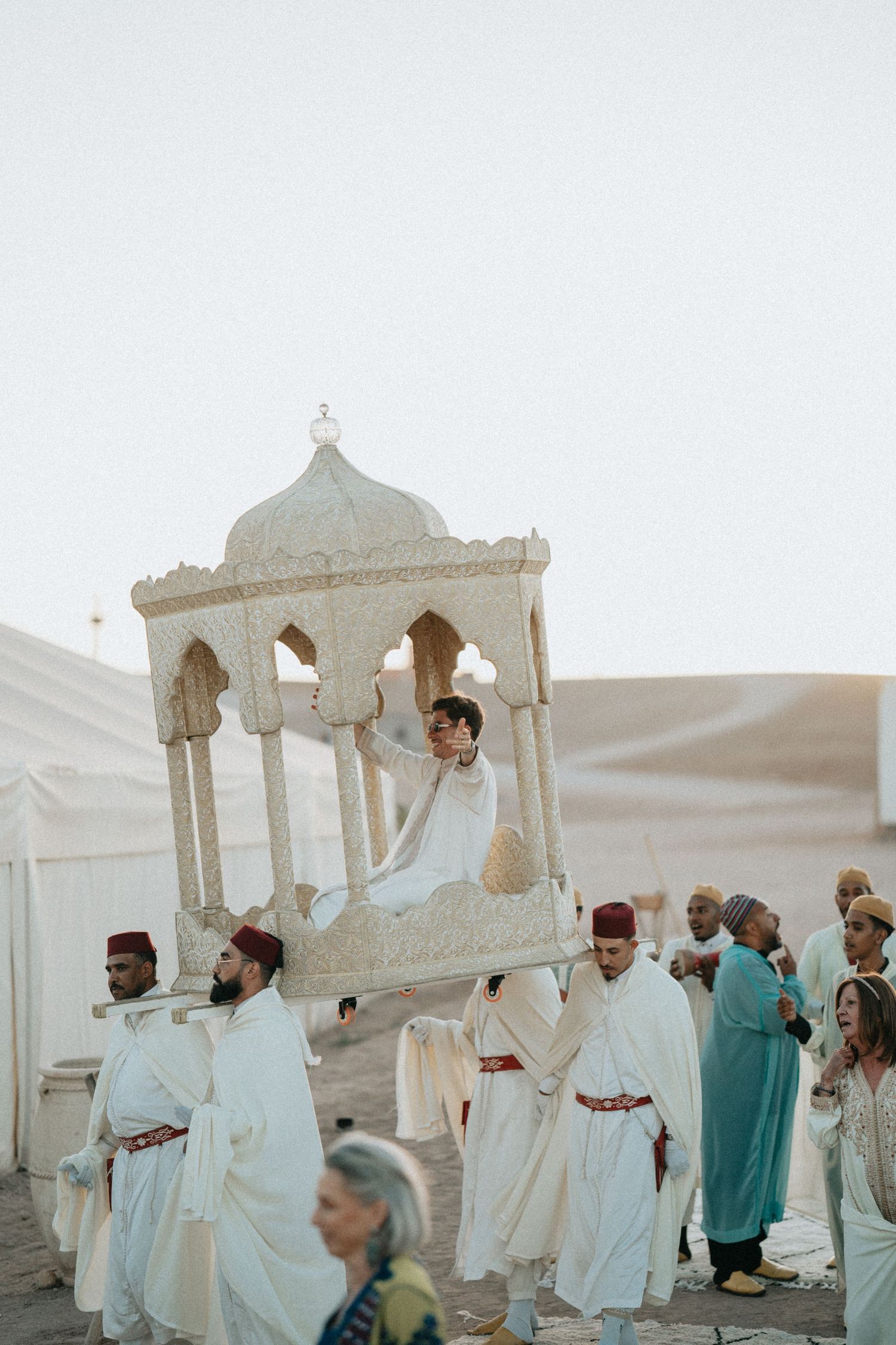 Bride and groom carried in traditional Aamaria Morocco