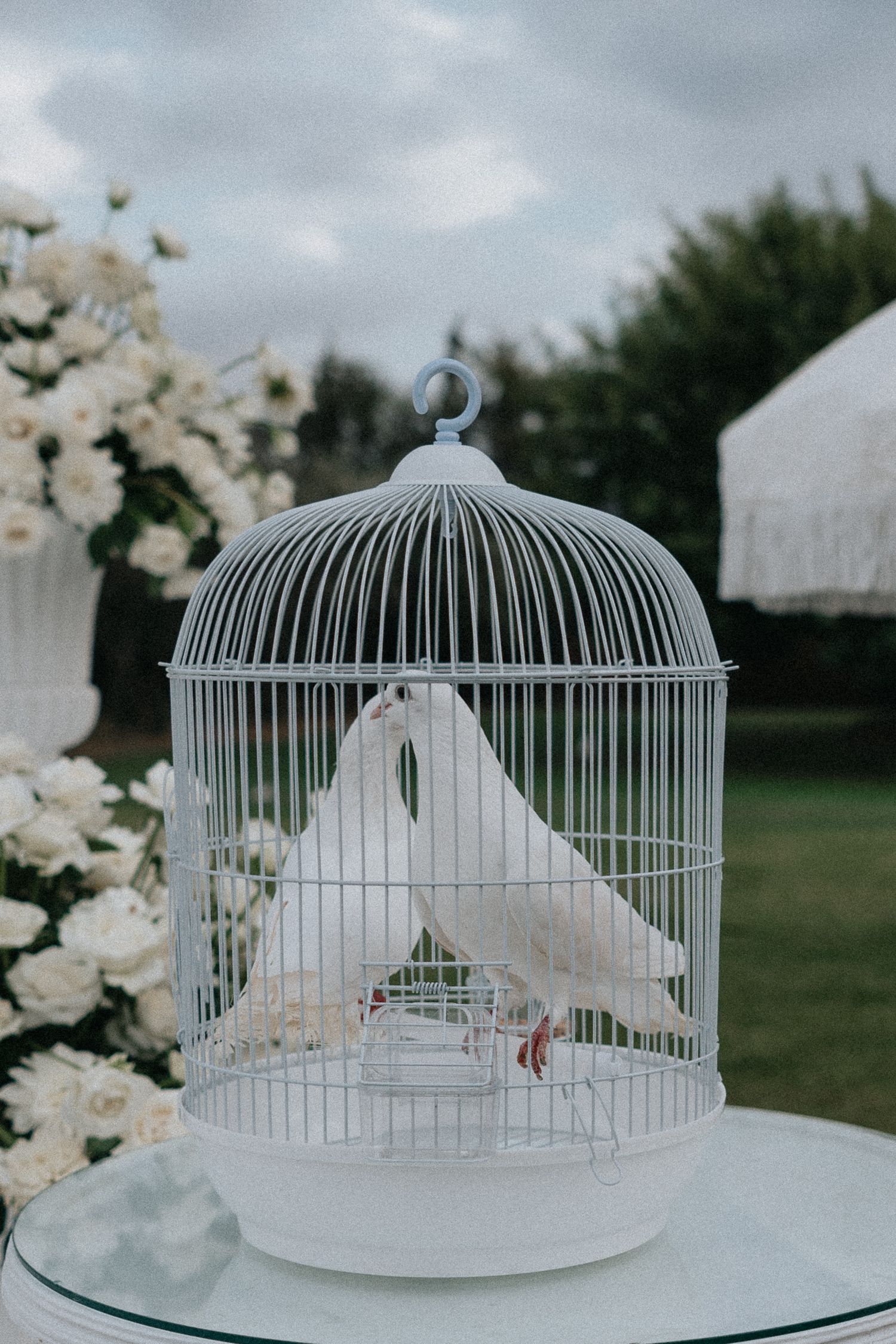 White wedding ceremony setup in Marrakech