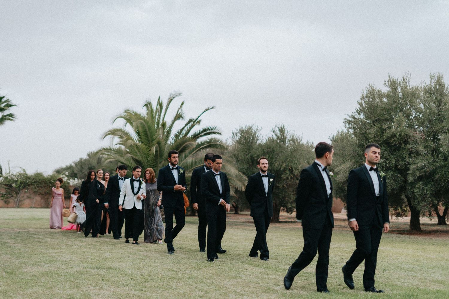 White wedding ceremony setup in Marrakech