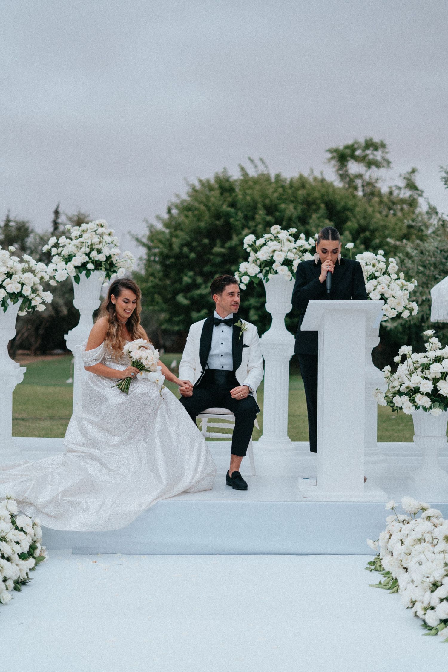 White wedding ceremony setup in Marrakech