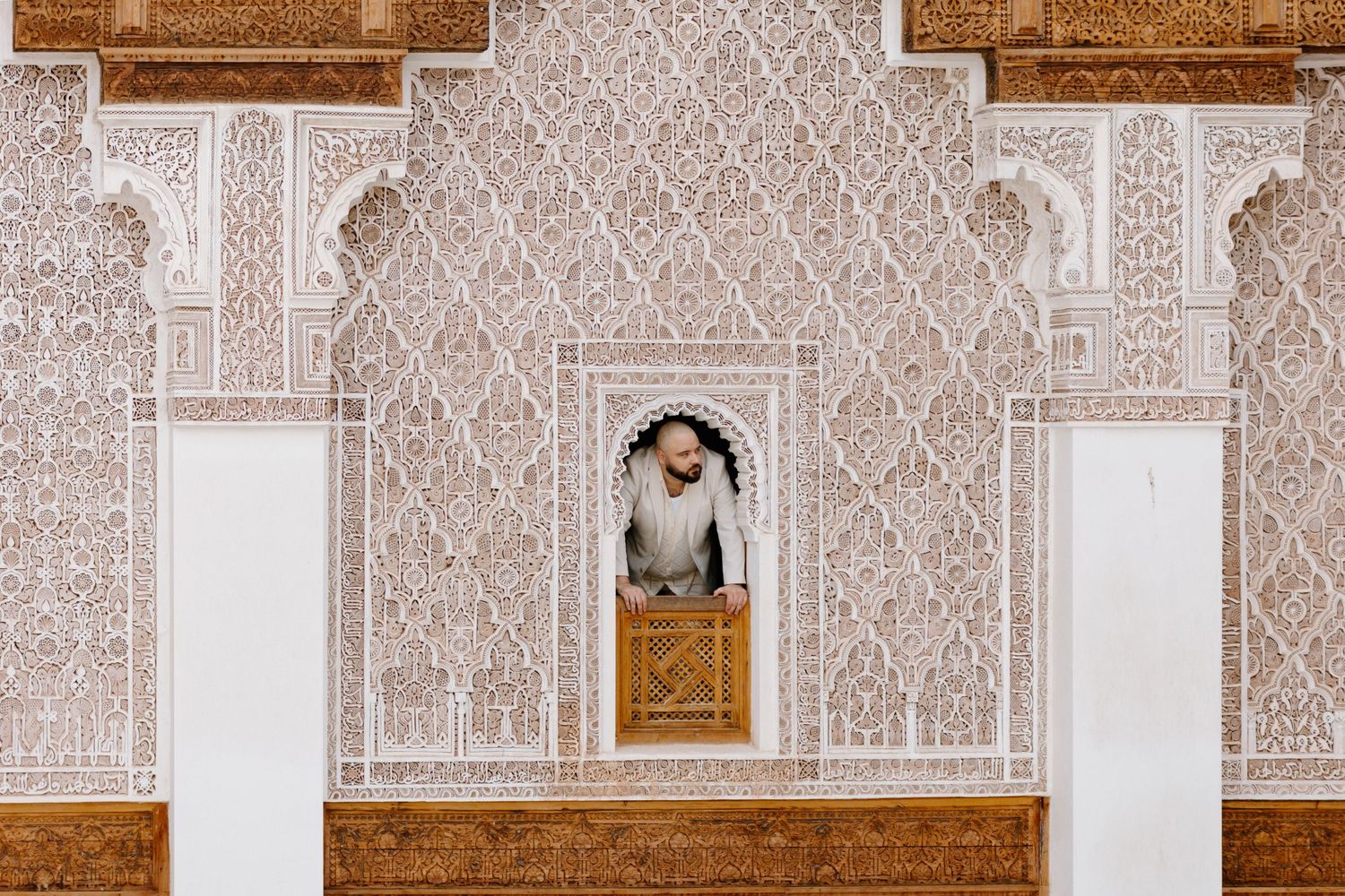 medersa ben youssef arch and zelij