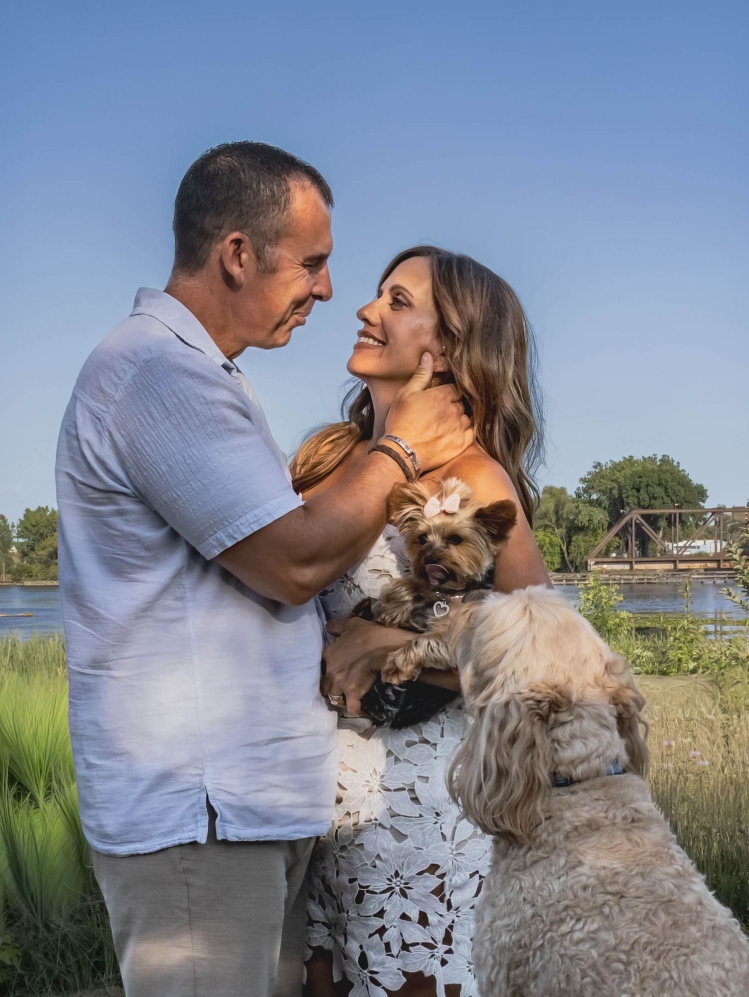 Specializing in couple's photo session with puppies, Bay City, Michigan