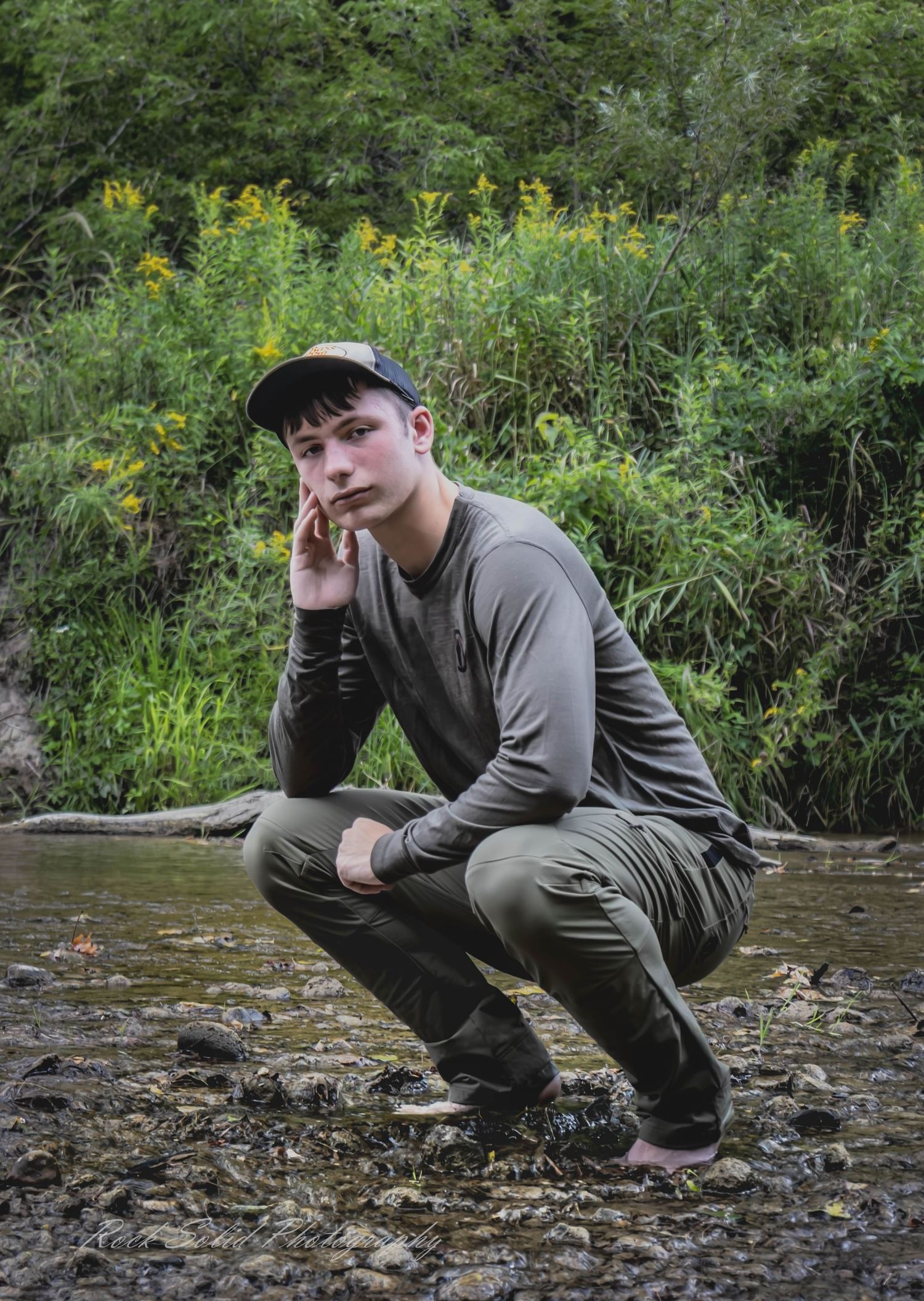 Top men's, senior picture session in the woods, Coleman, Mi