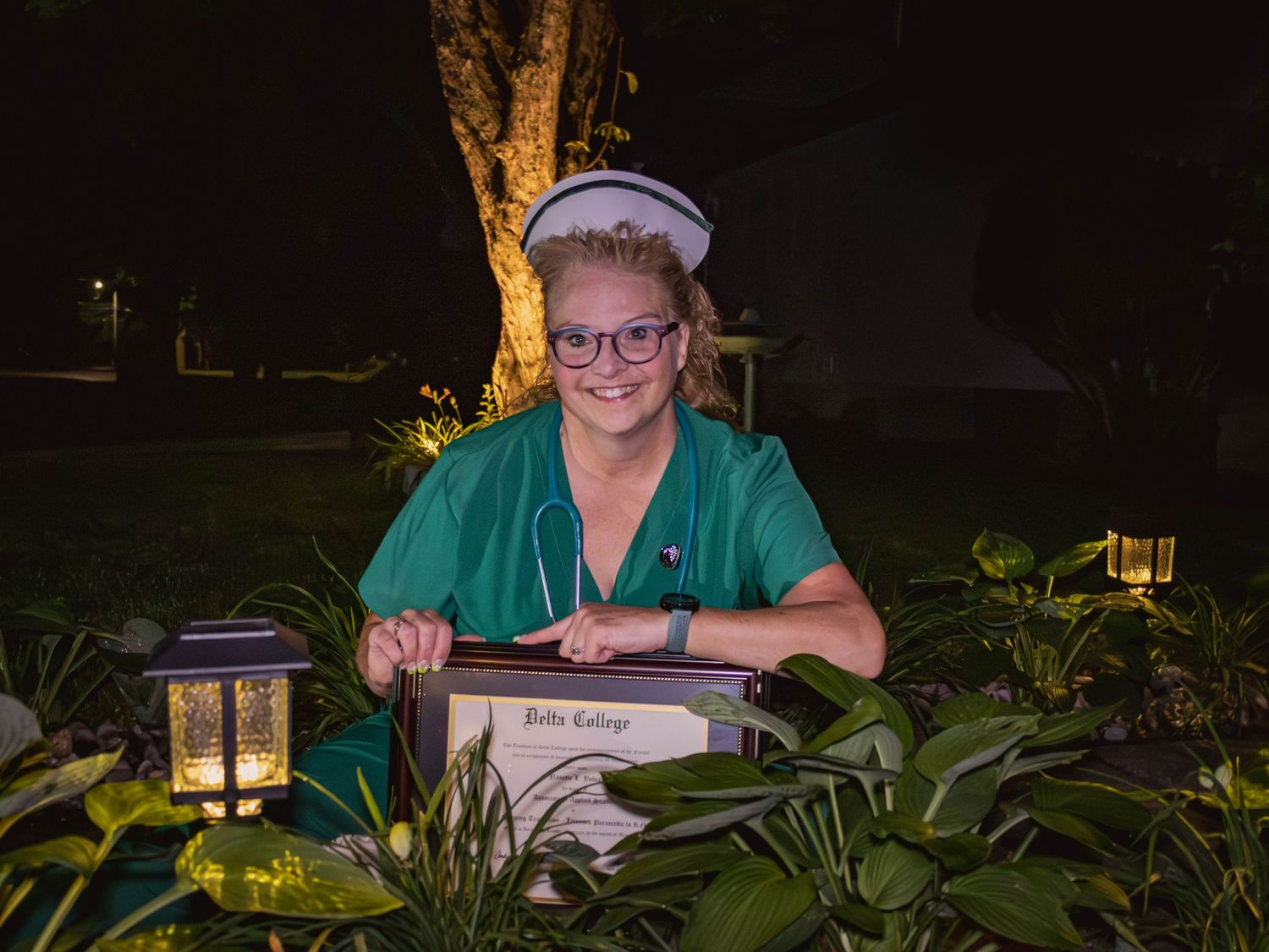 An evening nursing graduation session in Bay City, Mi