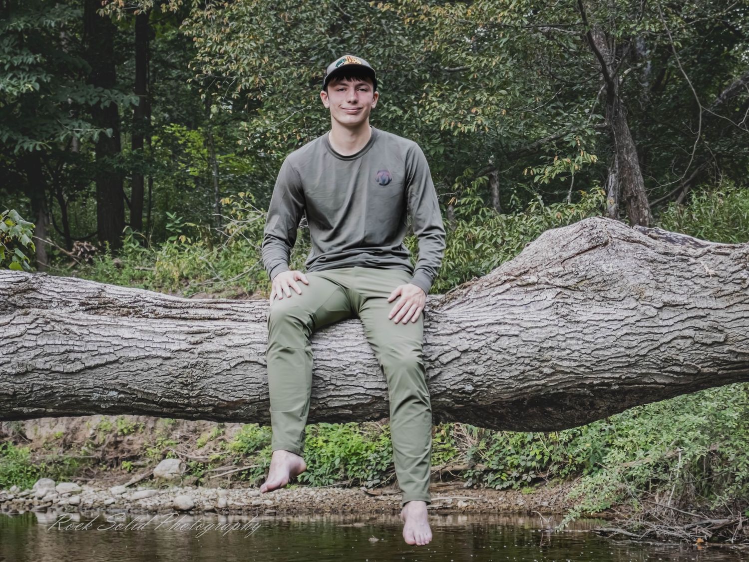Top men's, senior picture session in the woods, Coleman, Mi