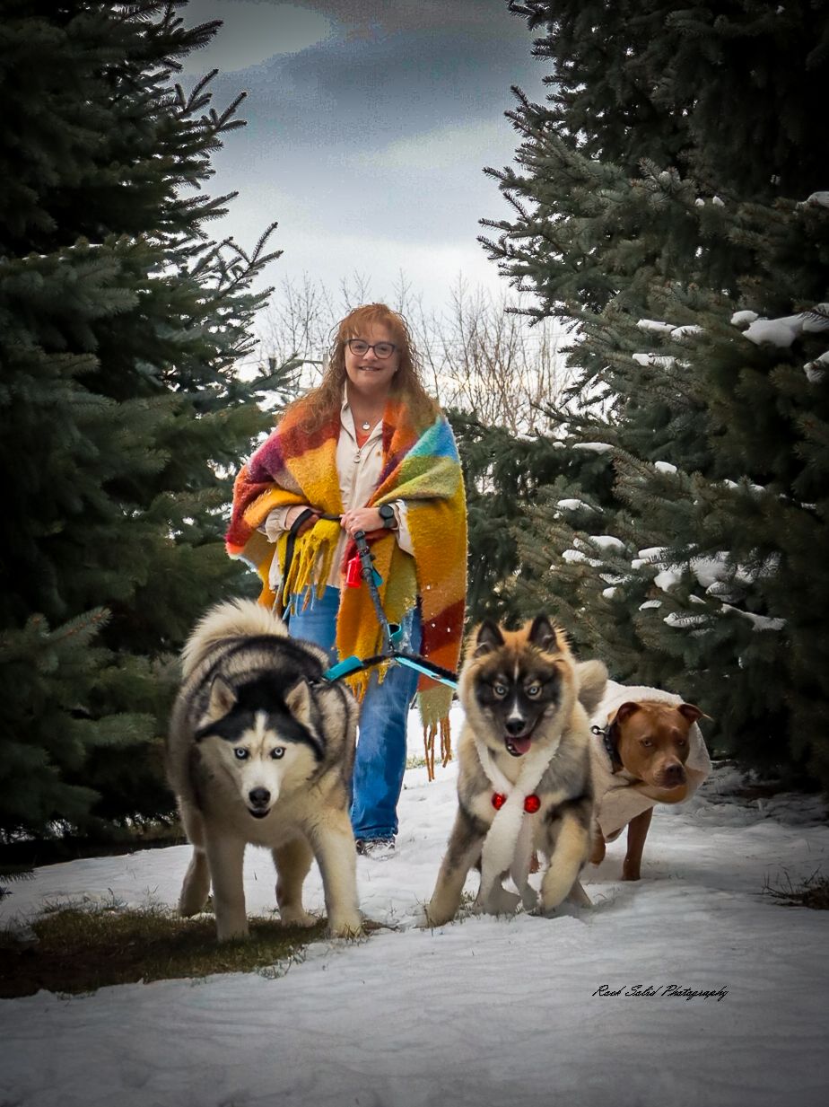 Fine art pet and family photography. View stunning cinematic, outdoors winter wonderland portraits in Bay City, Michigan