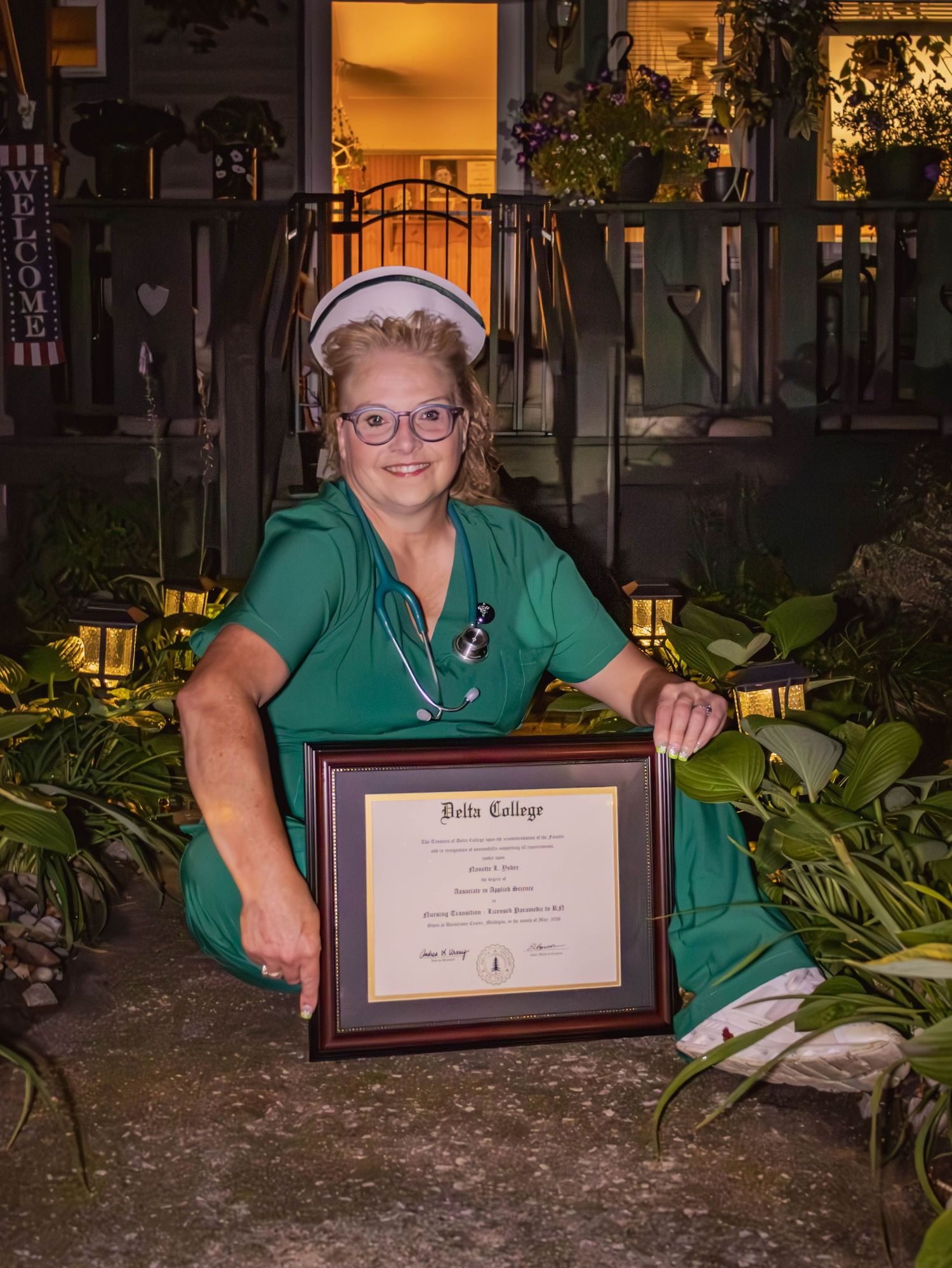 An evening nursing graduation session in Bay City, Mi