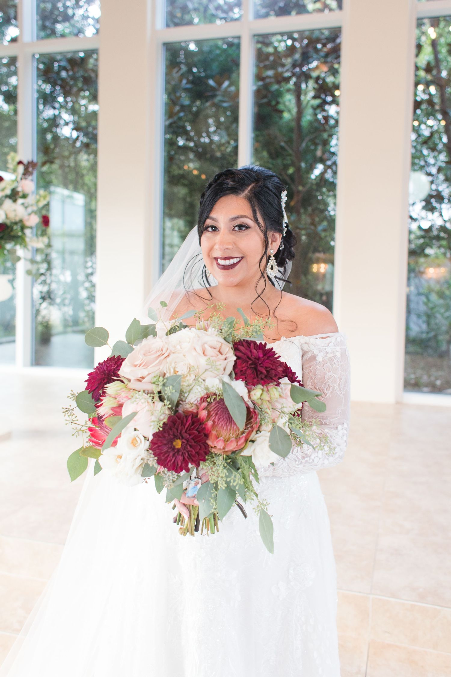 bride with flowers