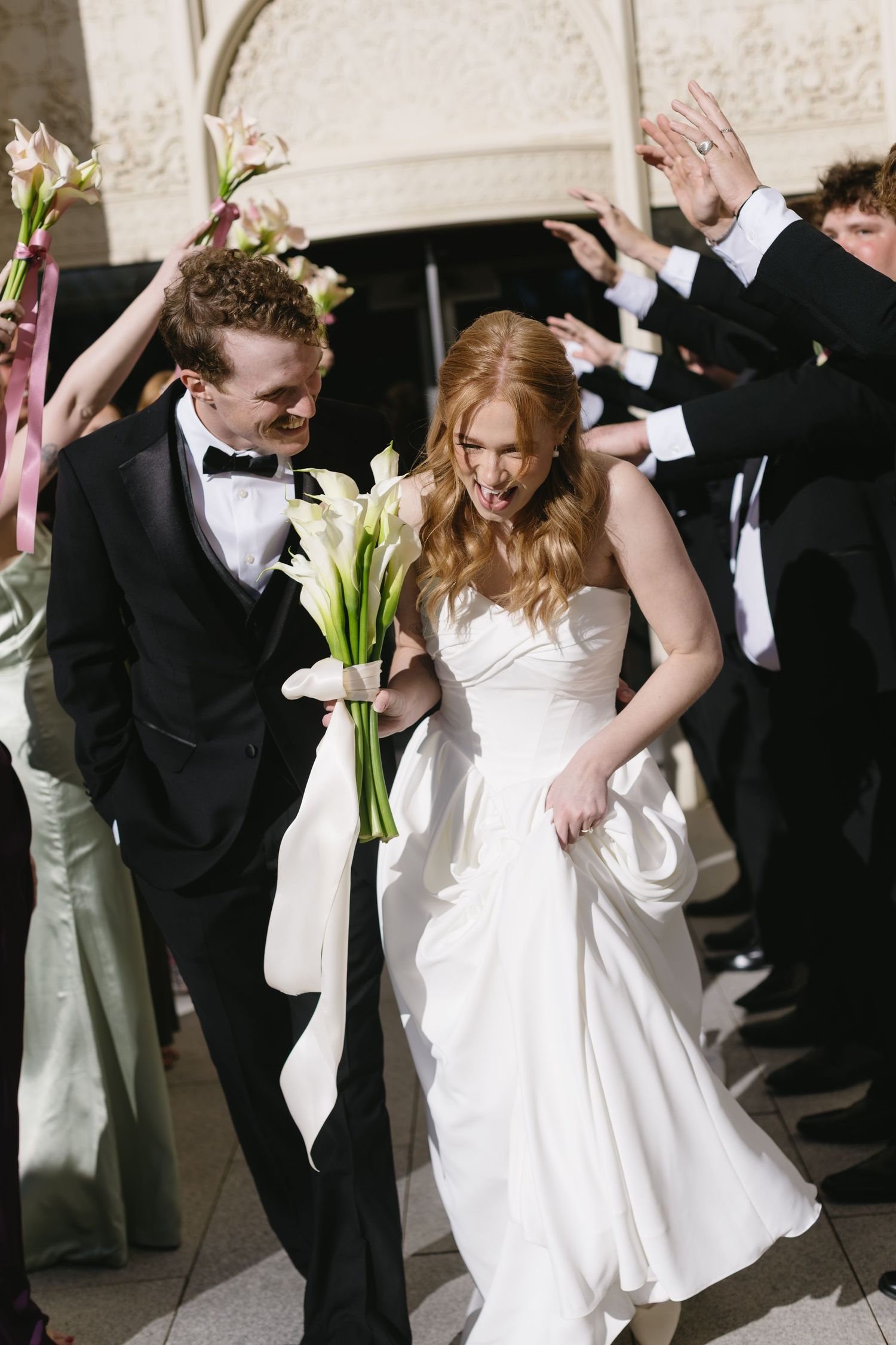 Wedding celebration sequence showing joyful moments in an elegant venue.