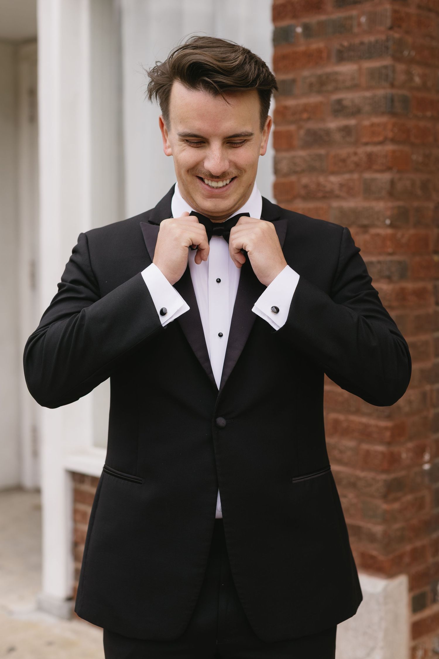 A series of emotional reactions showing joy and anticipation before a wedding ceremony.