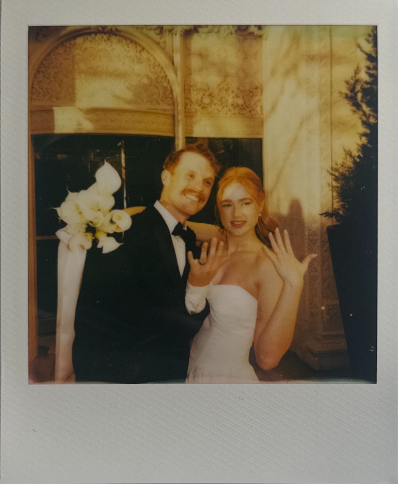 Vintage-style polaroid wedding photos showing joyful celebration moments.