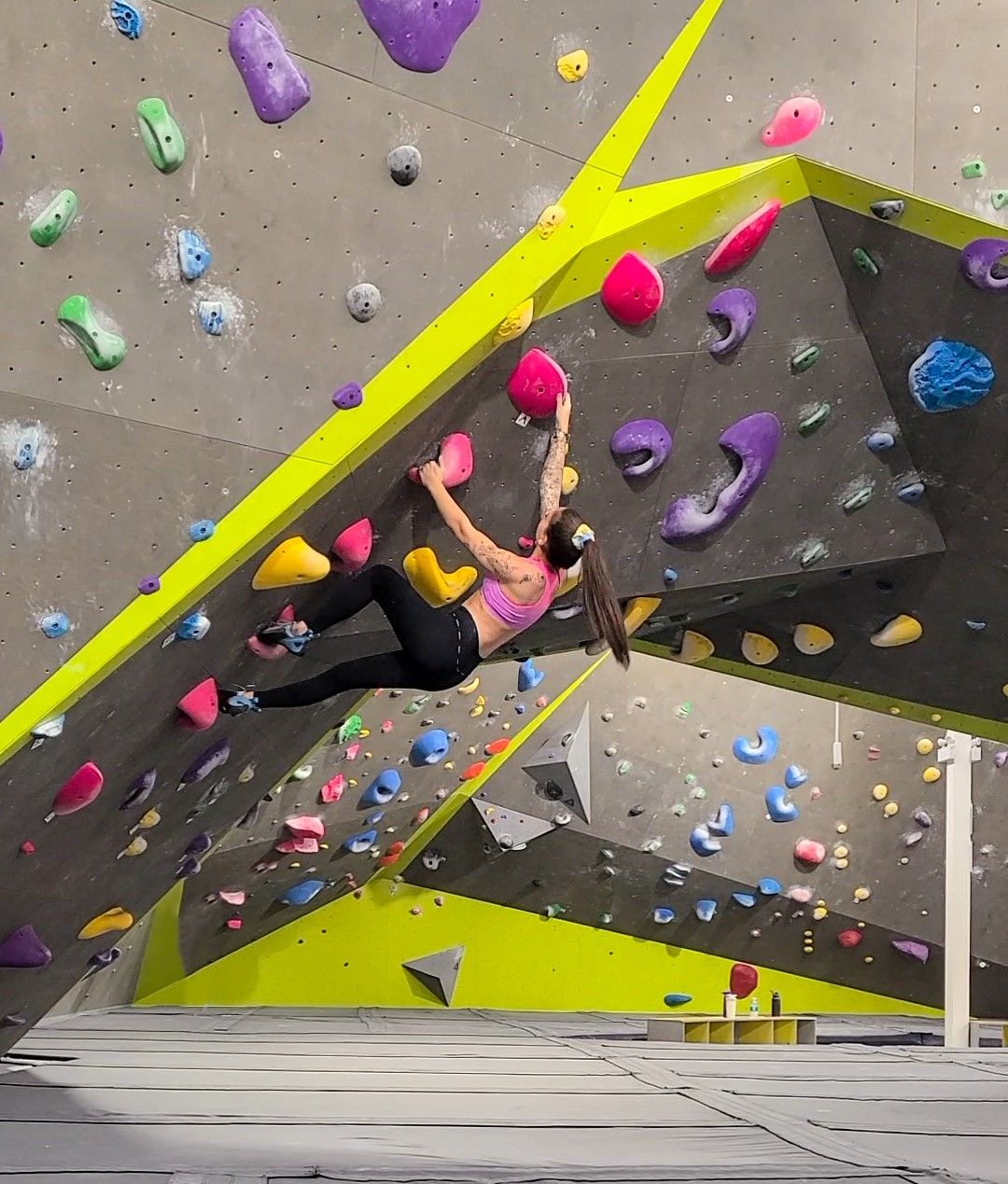 Sidney K rock climbing at Alt Rock in Barrie.