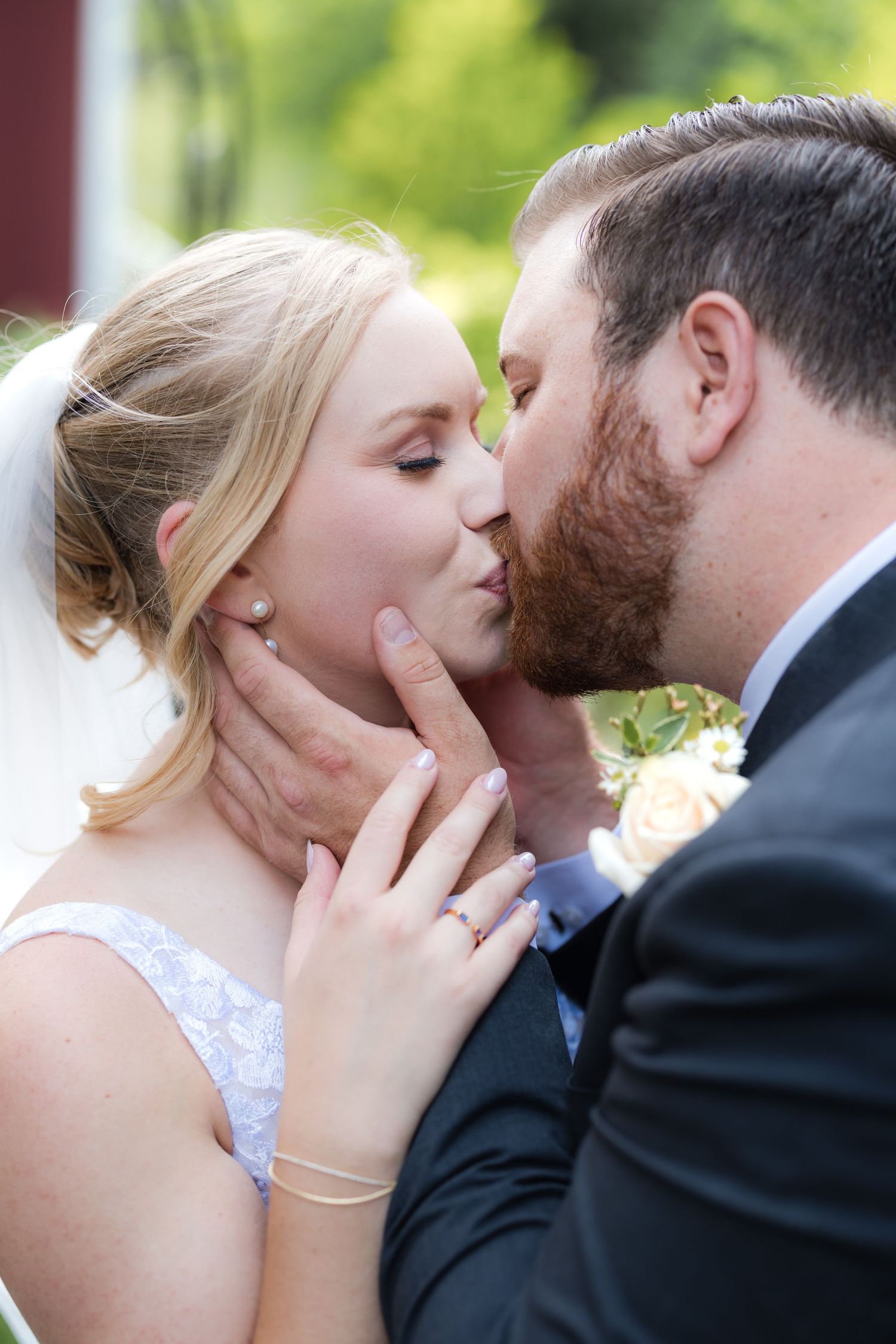 Romantic sequence of tender moments between newlyweds.