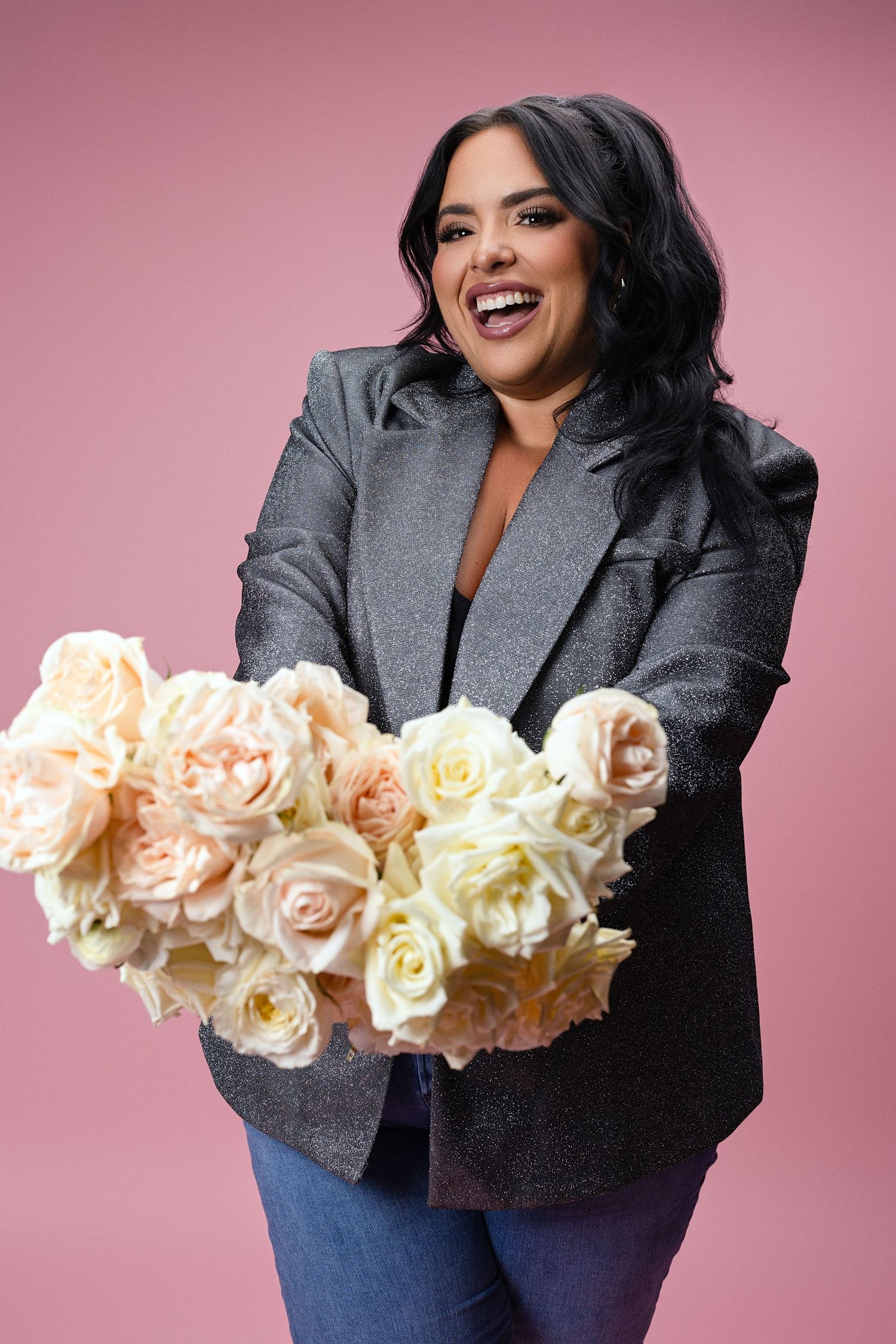 A photo of a woman promoting her business