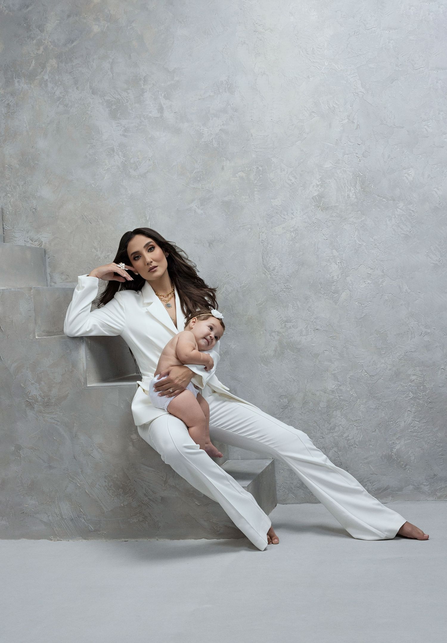 A beauty portrait of a woman and her daughter