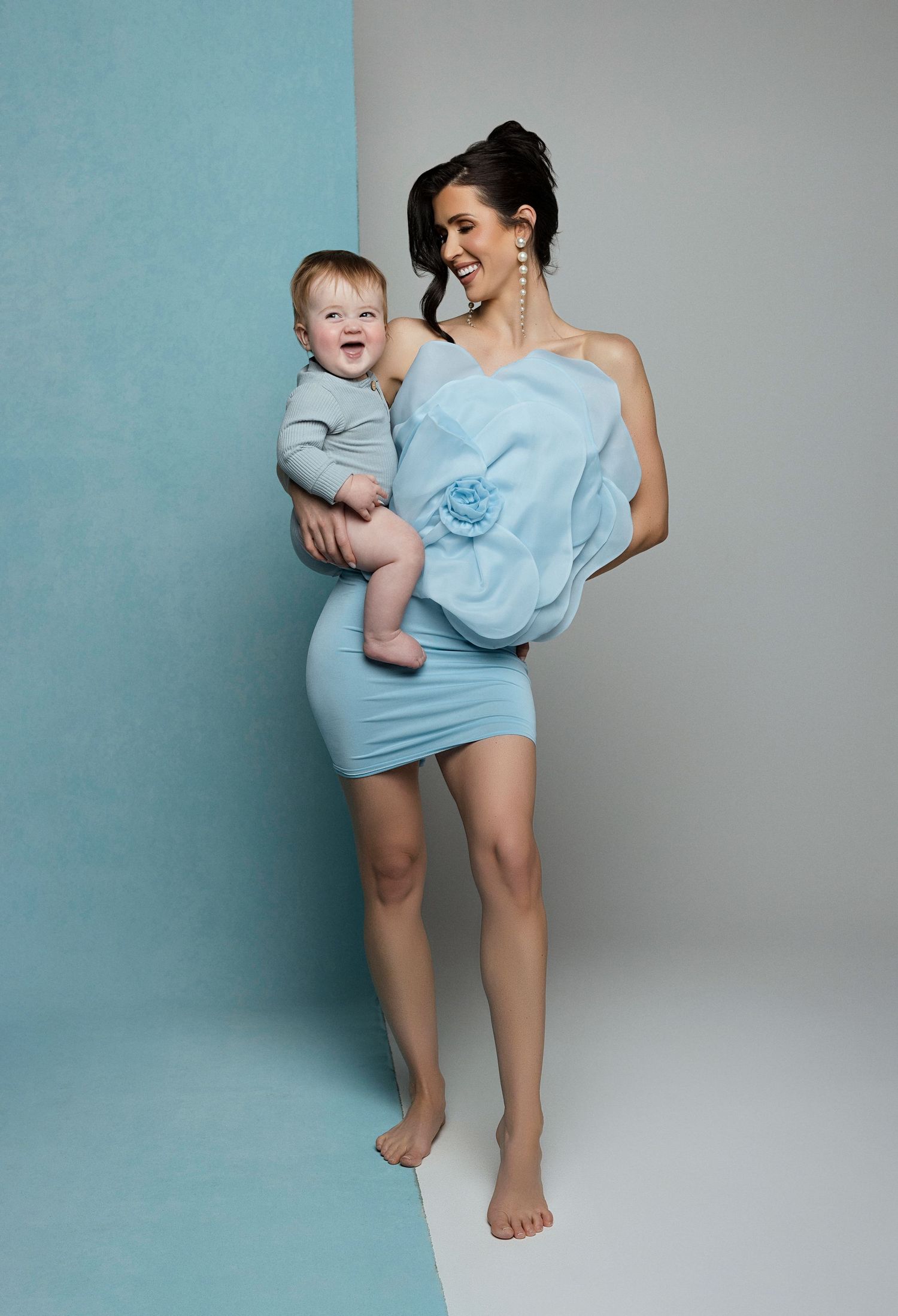 A beauty portrait of a woman and her son