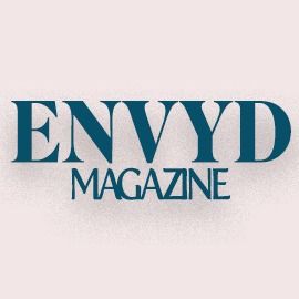 Envyd Magazine logo text in elegant blue typography on light background.