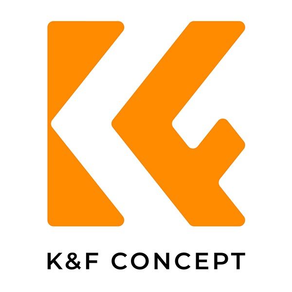 K&F Concept orange arrow logo design.