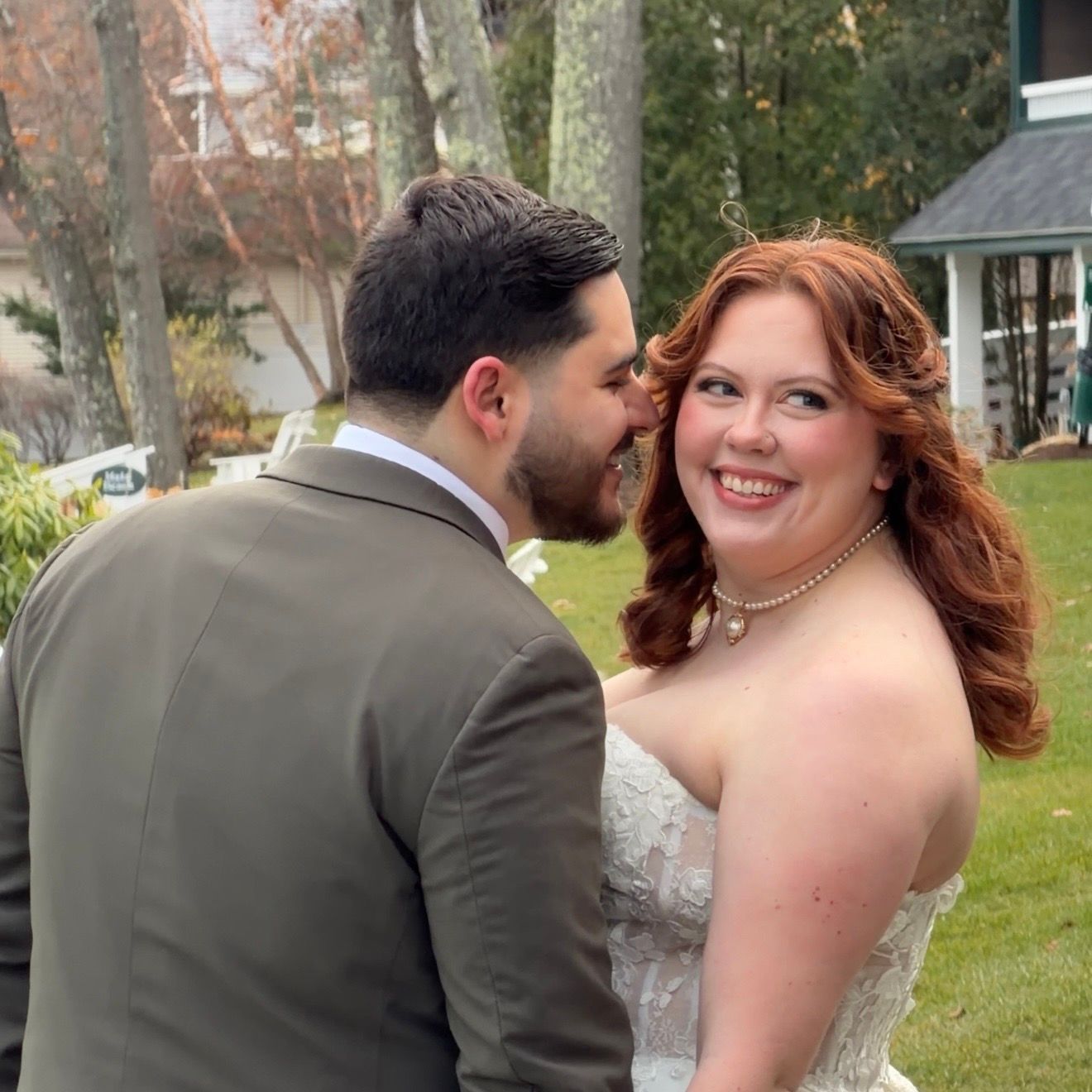 Wedding content creator capturing a romantic fall wedding in New Hampshire with vibrant foliage and candid ceremony moments