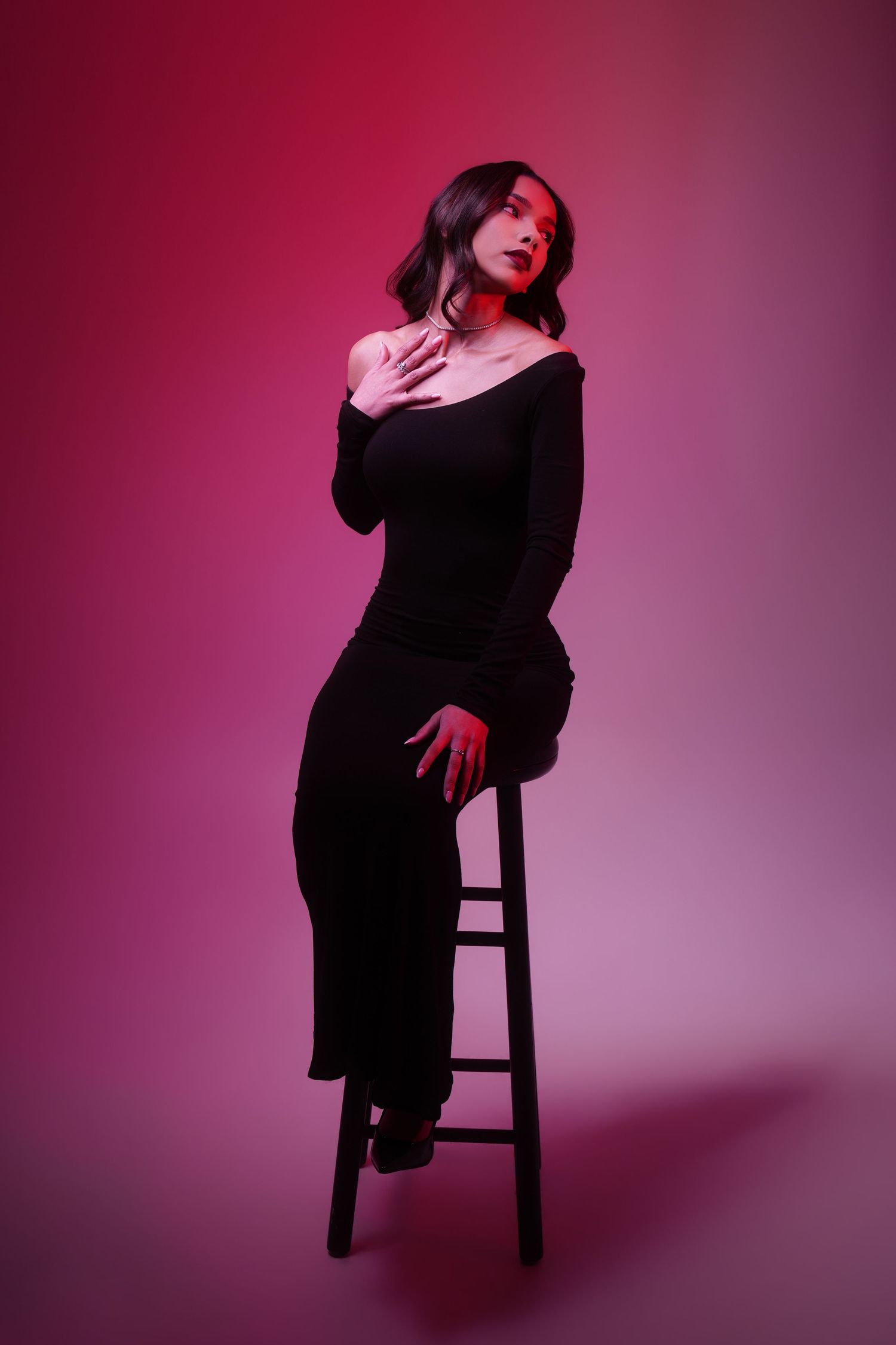Moody studio lighting, editorial model photography,