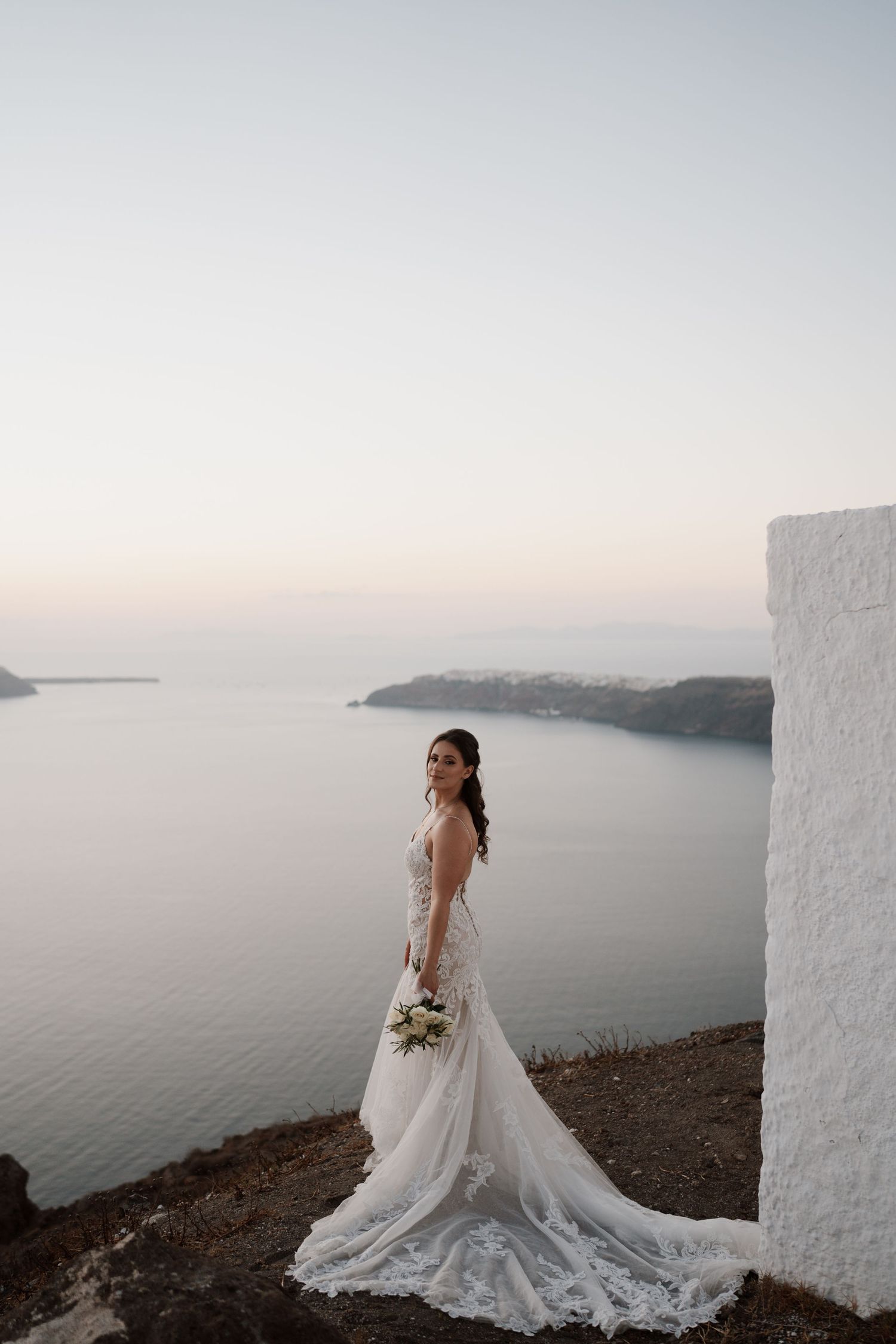 luxury santorini wedding photography caldera view bride groom sunset santorini photographer