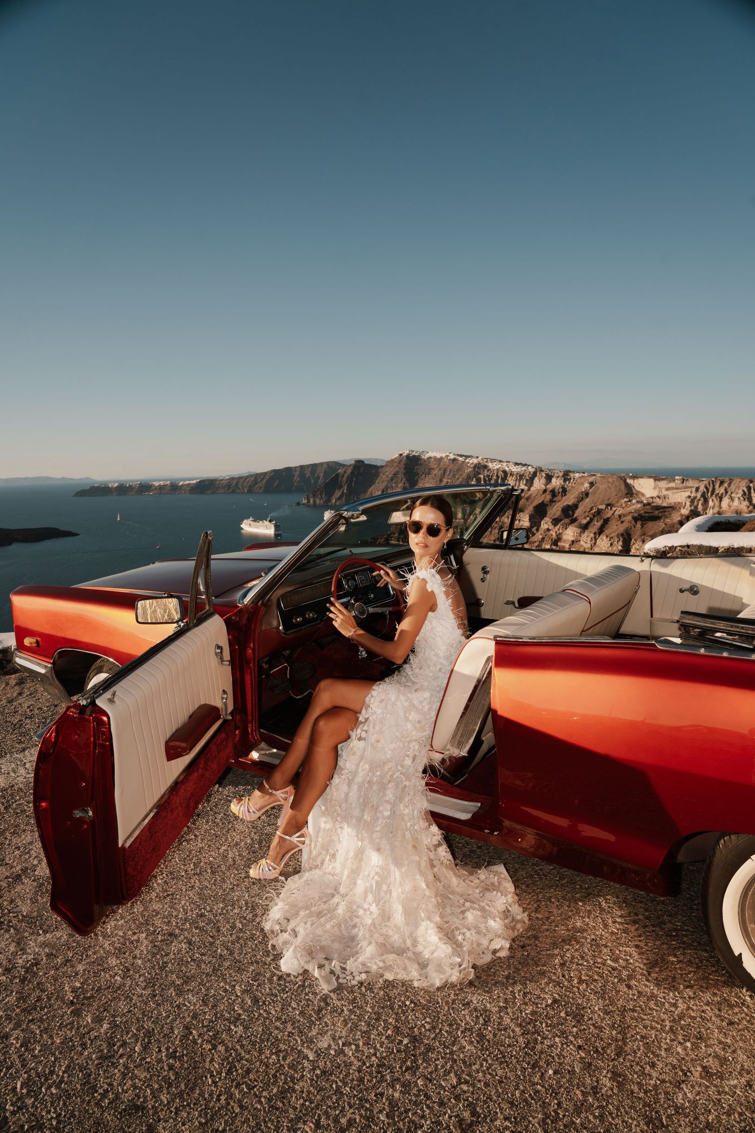 luxury santorini wedding photography caldera view bride groom sunset santorini photographer
