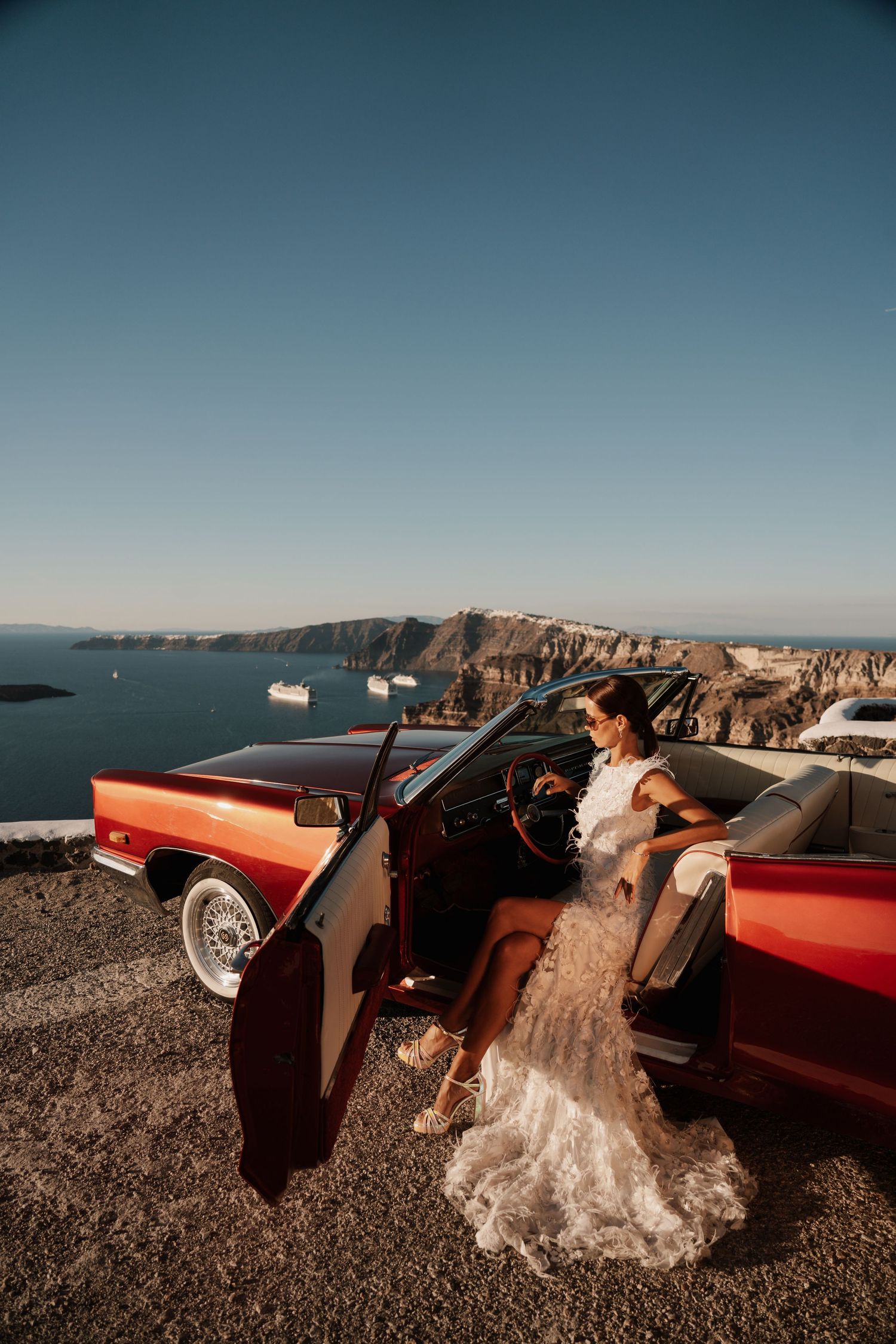 luxury santorini wedding photography caldera view bride groom sunset santorini photographer