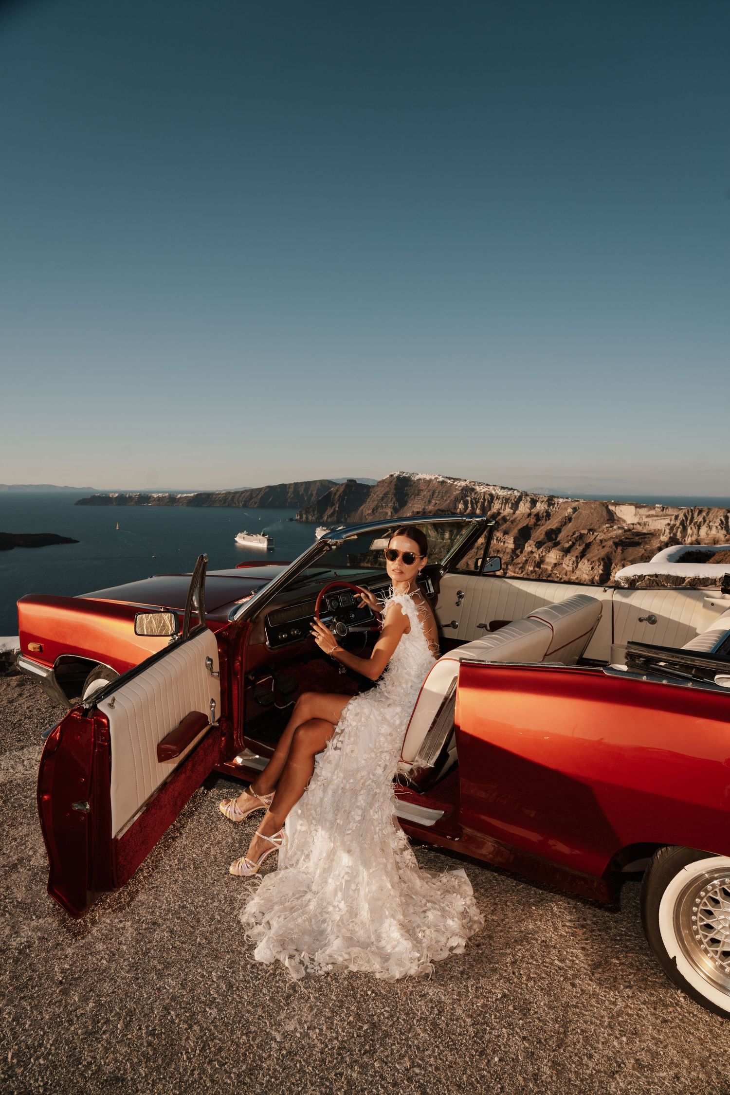 luxury santorini wedding photography caldera view bride groom sunset santorini photographer
