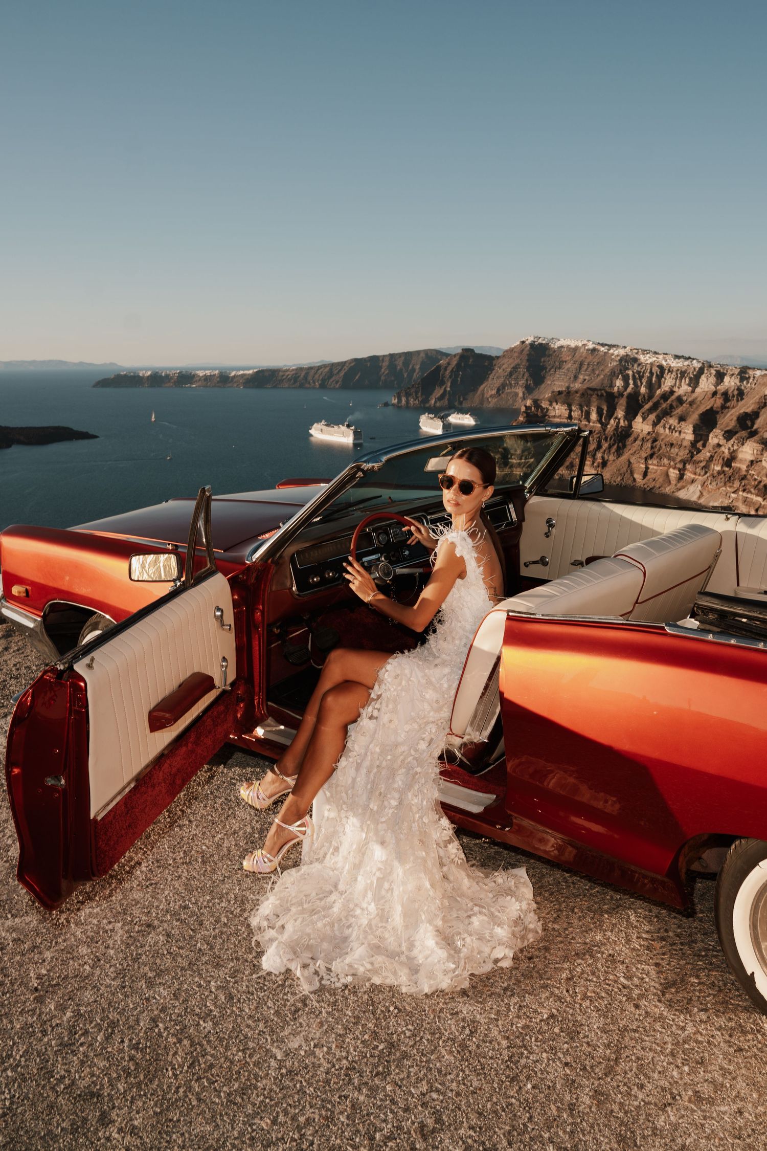 luxury santorini wedding photography caldera view bride groom sunset santorini photographer