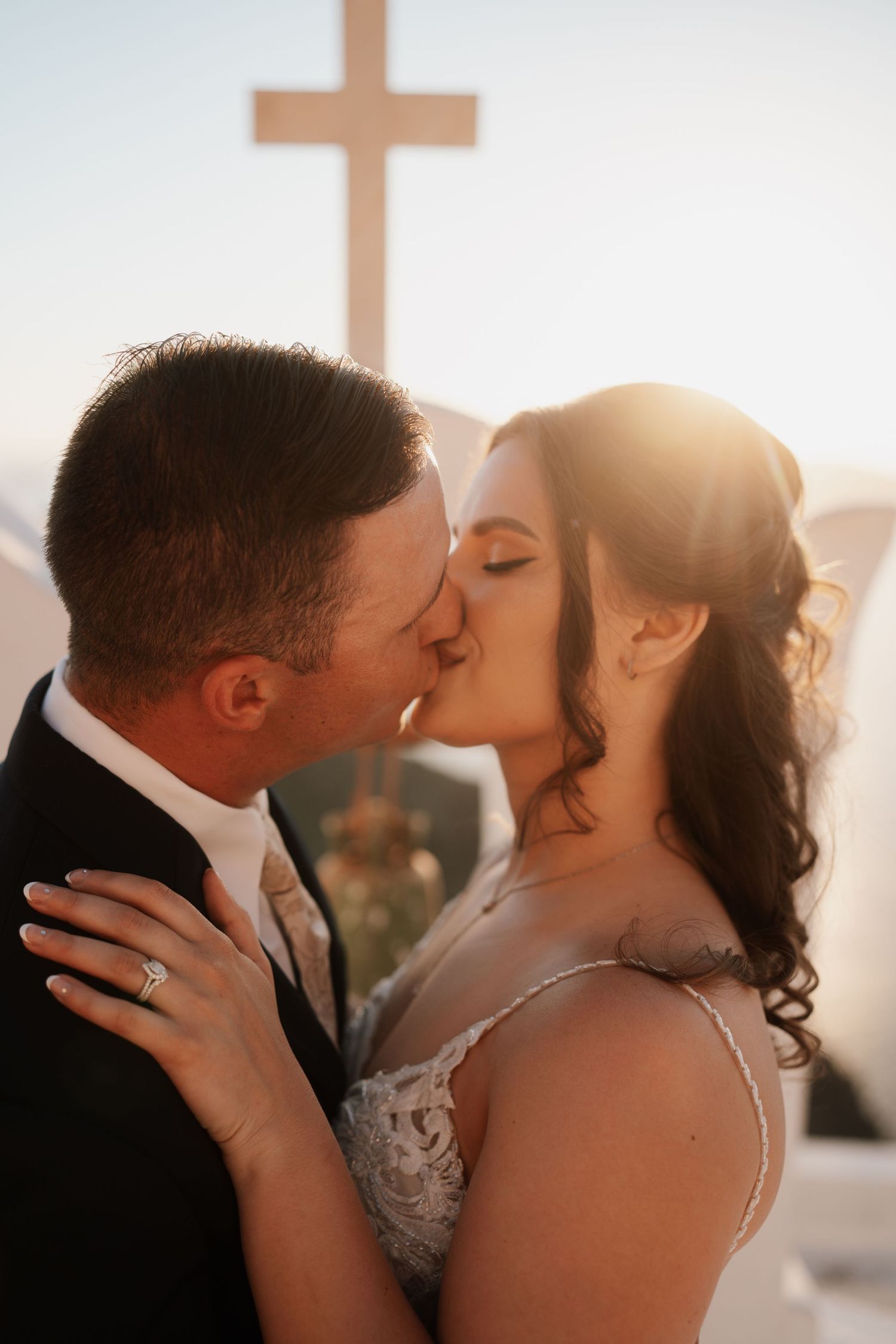 luxury santorini wedding photography caldera view bride groom sunset santorini photographer