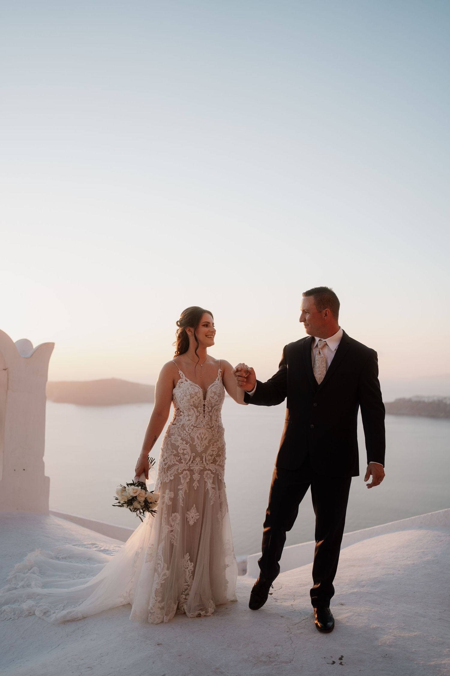 luxury santorini wedding photography caldera view bride groom sunset santorini photographer