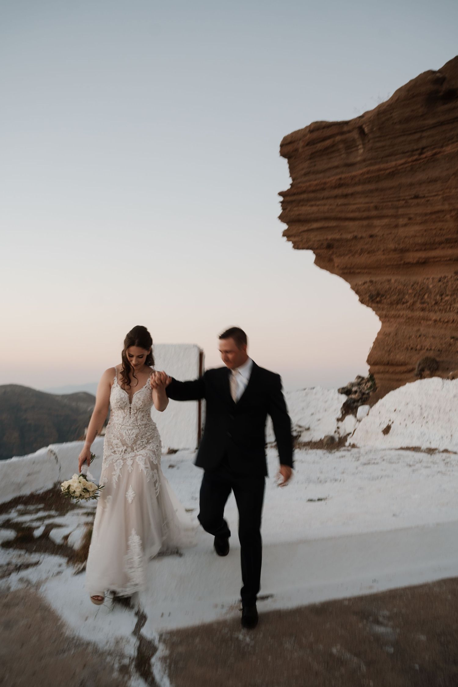 luxury santorini wedding photography caldera view bride groom sunset santorini photographer