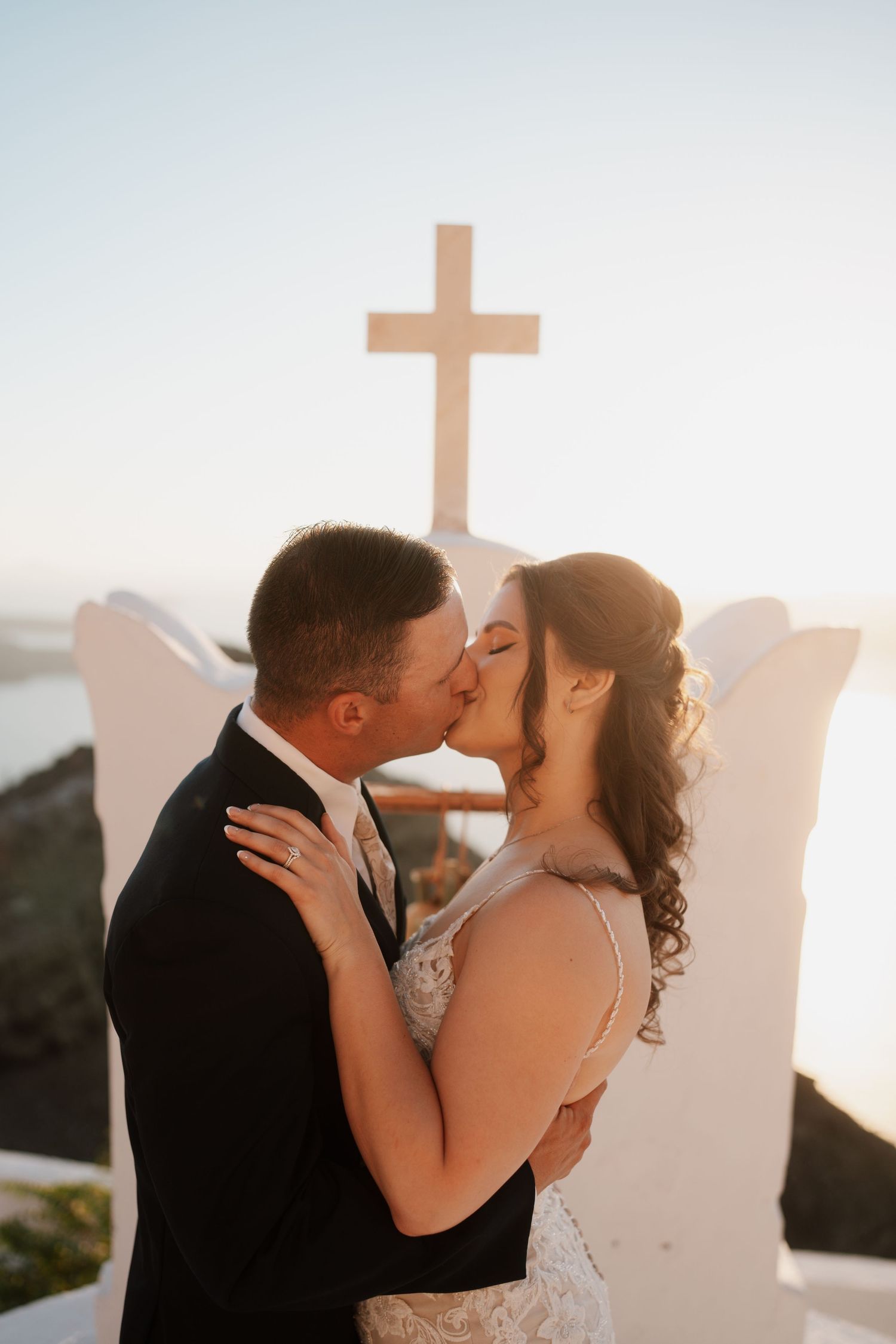 luxury santorini wedding photography caldera view bride groom sunset santorini photographer