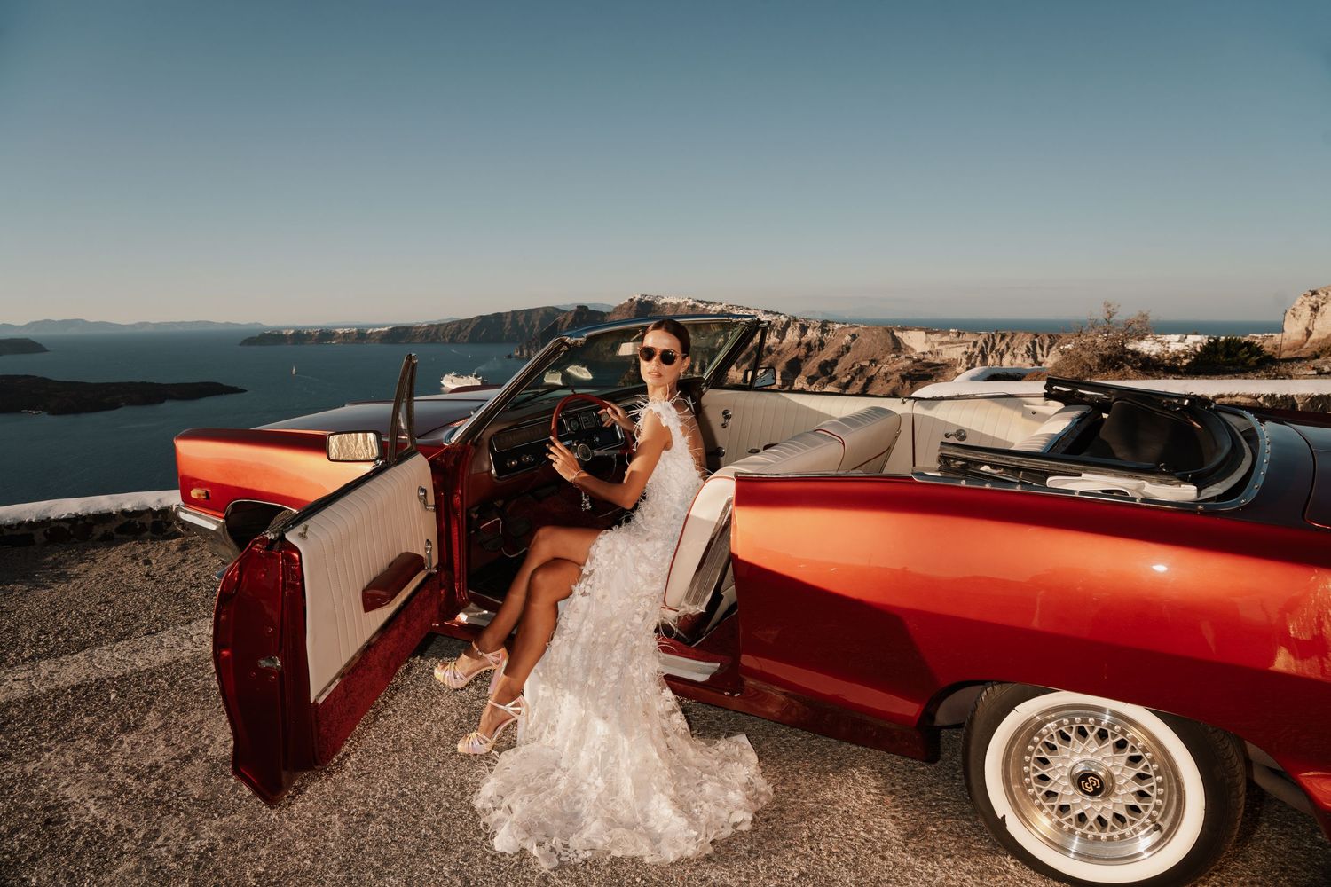 luxury santorini wedding photography caldera view bride groom sunset santorini photographer