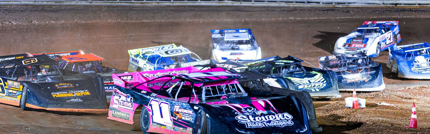 QRF Racing dirt track car at Potomac Speedway. High-speed motorsports action photography R&D by Fairfax-based Sporty-Clips Media.