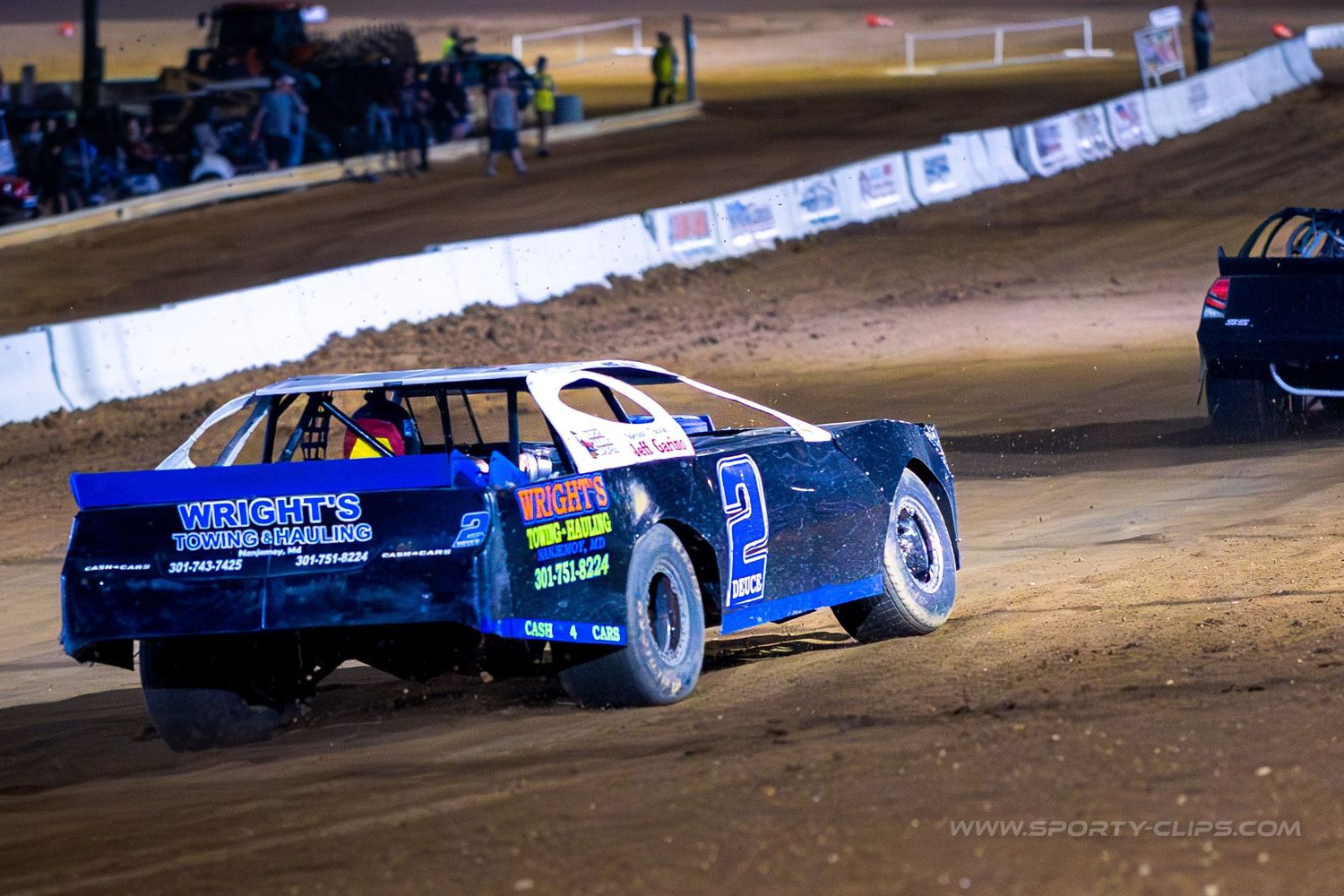 QRF Racing dirt track car at Potomac Speedway. High-speed motorsports action photography R&D by Fairfax-based Sporty-Clips Media.