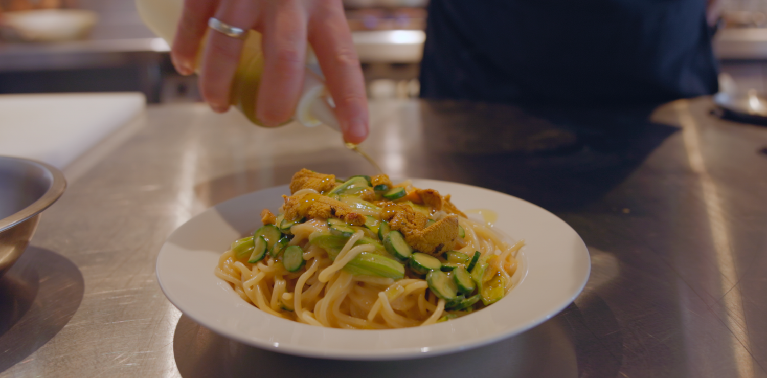 Documentary film maker show Fresh pasta dishes being plated in an upscale restaurant kitchen Sutherland Shire restaurant Fior