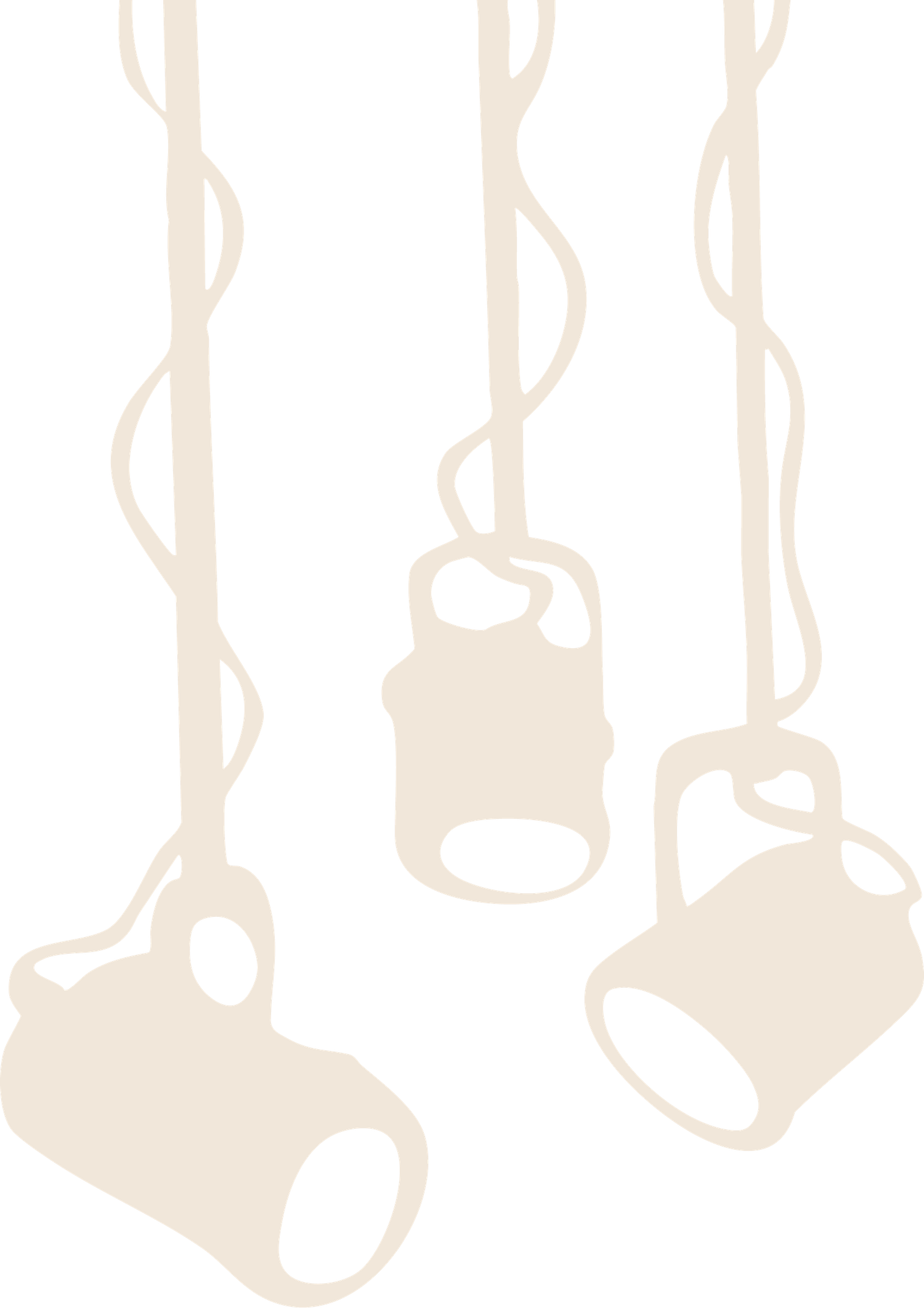 A silhouetted pattern of hanging professional lighting against a light beige background.