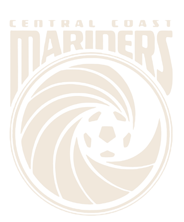 Central Coast Mariners logo football club text in faded beige typography.