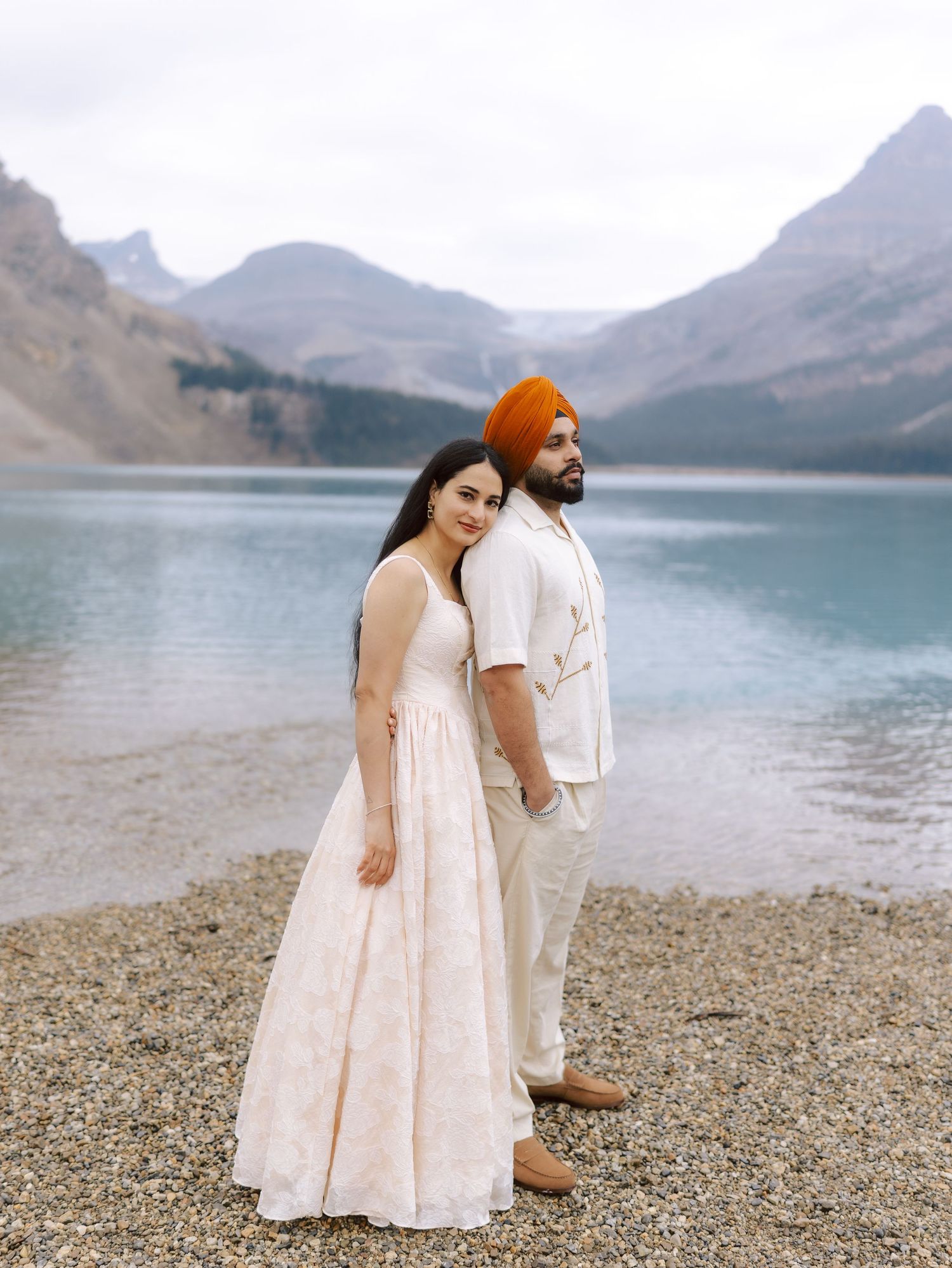 Couple portrait in mountains during pre wedding session