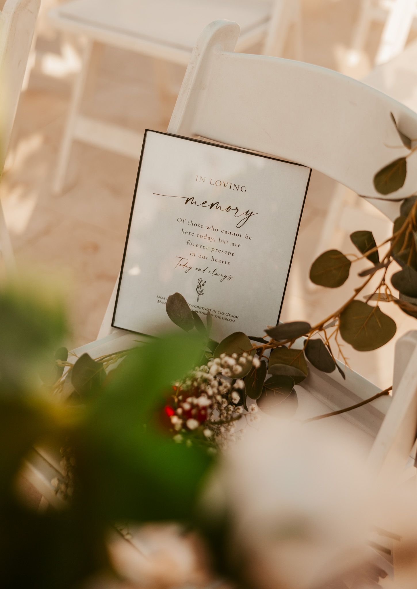 Yamil and Angel's 'in loving memory' photo at their wedding in Phoenix, Arizona.