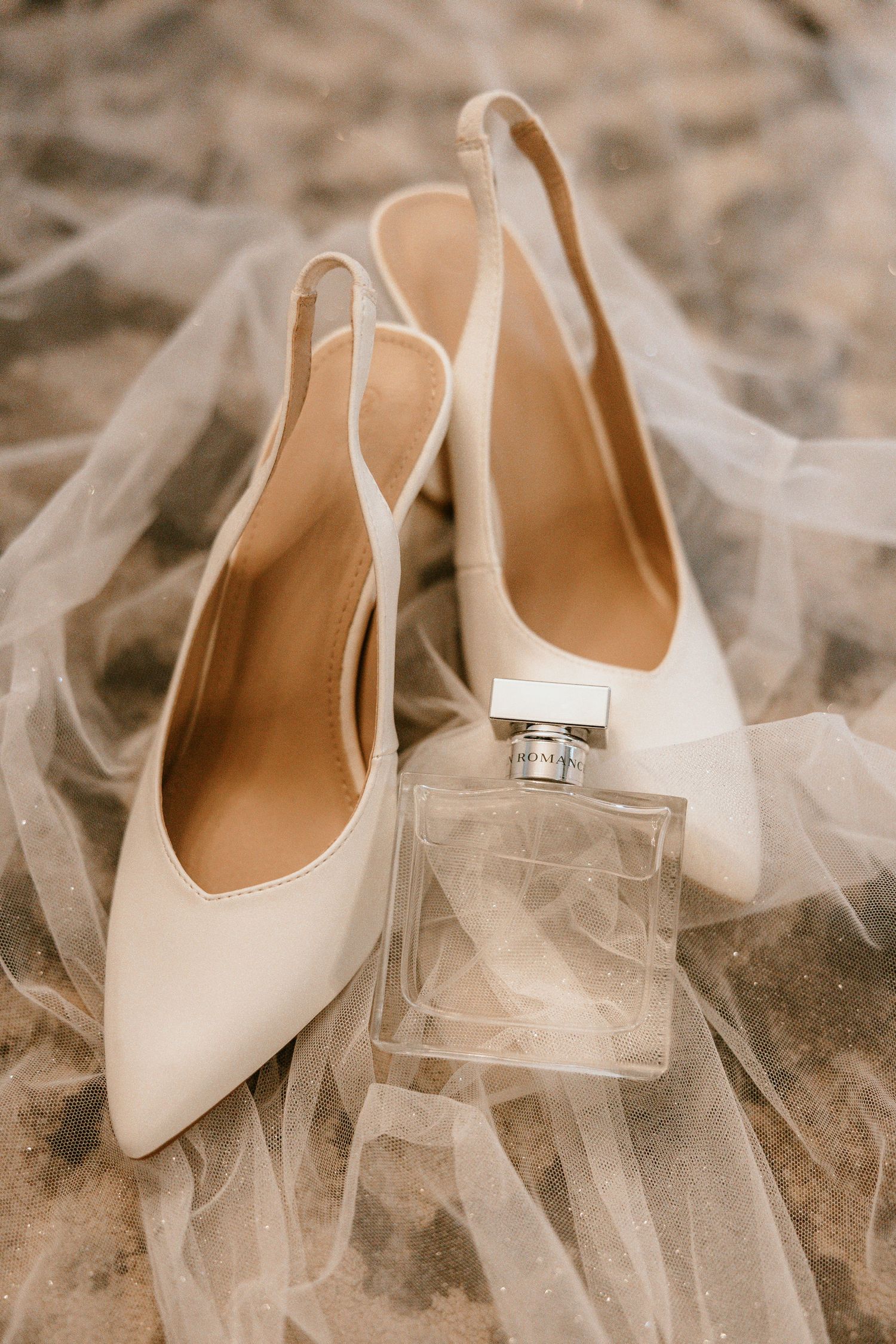 Wedding shoes on desert sand in Arizona storytelling session